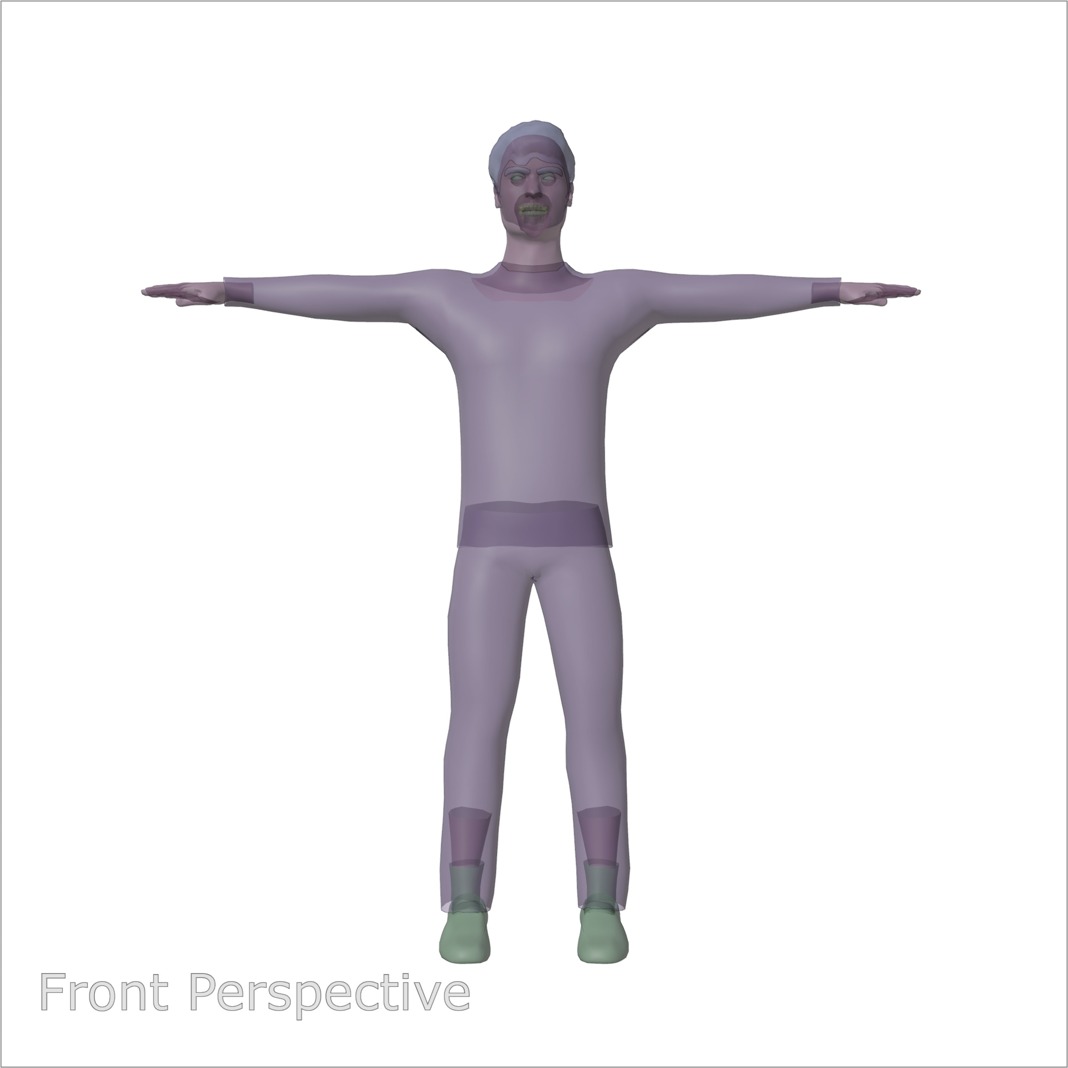 Male Character in Green Striped Shirt with Khaki Pants 3D model_10