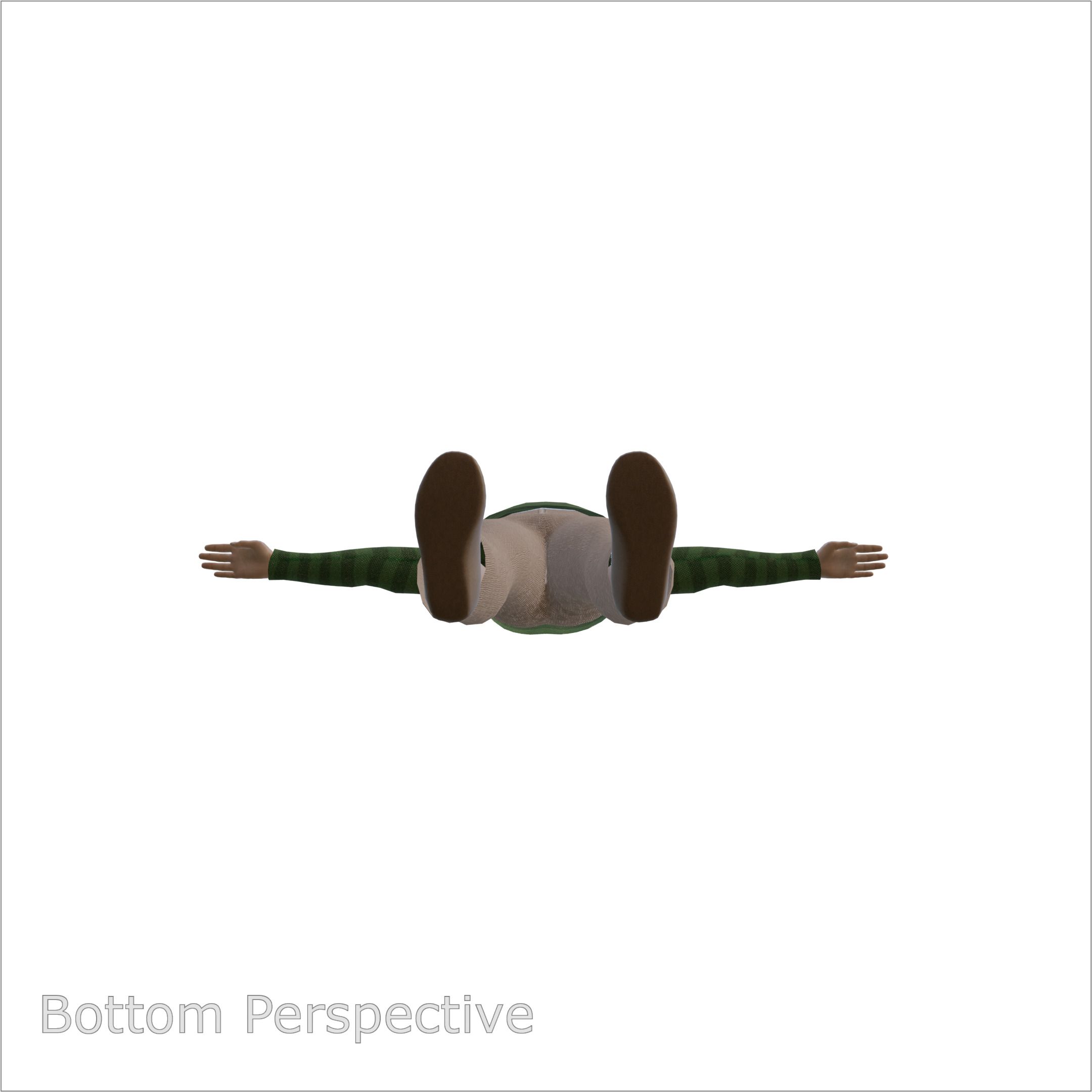 Male Character in Green Striped Shirt with Khaki Pants 3D model_4