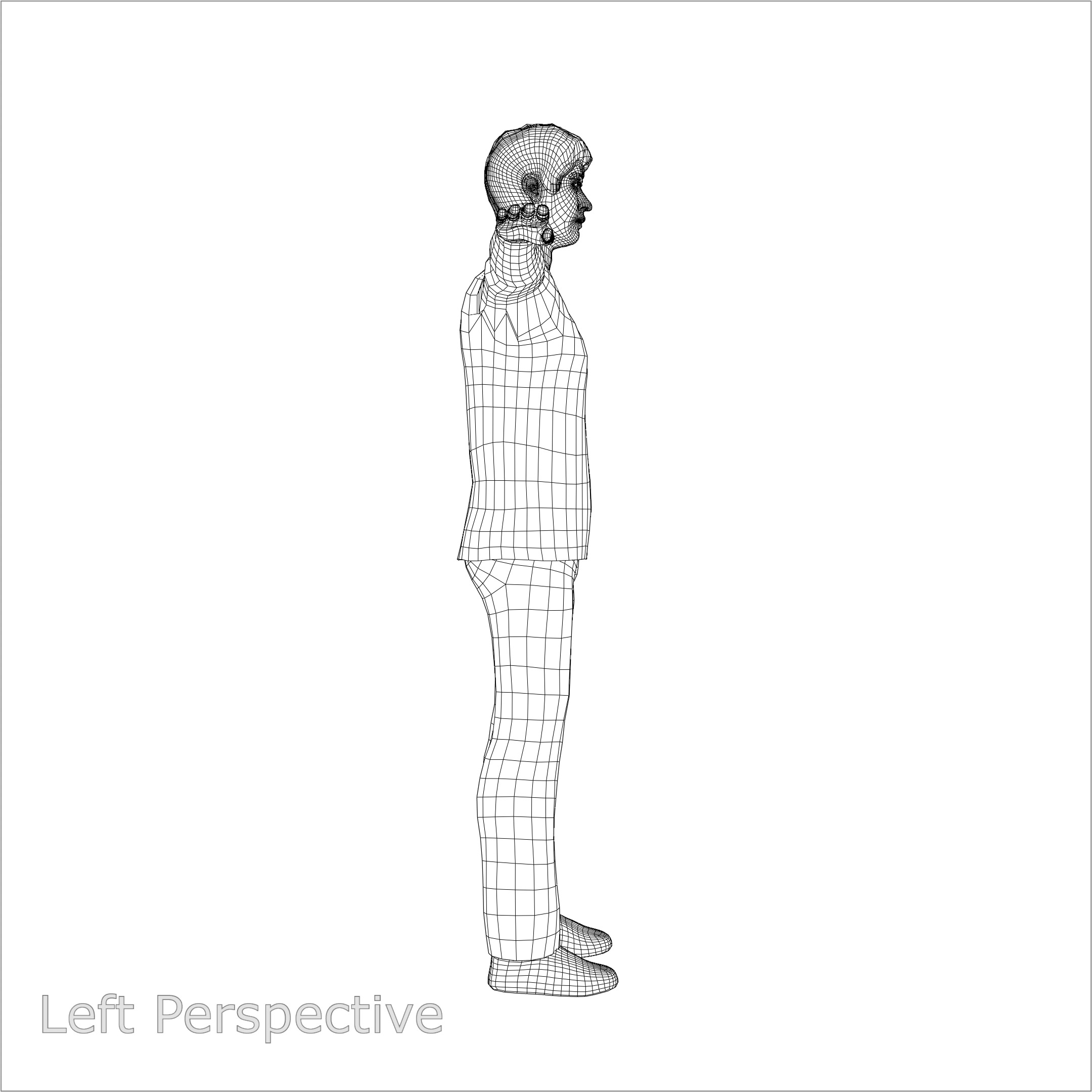 Male Character in Green Striped Shirt with Khaki Pants 3D model_13