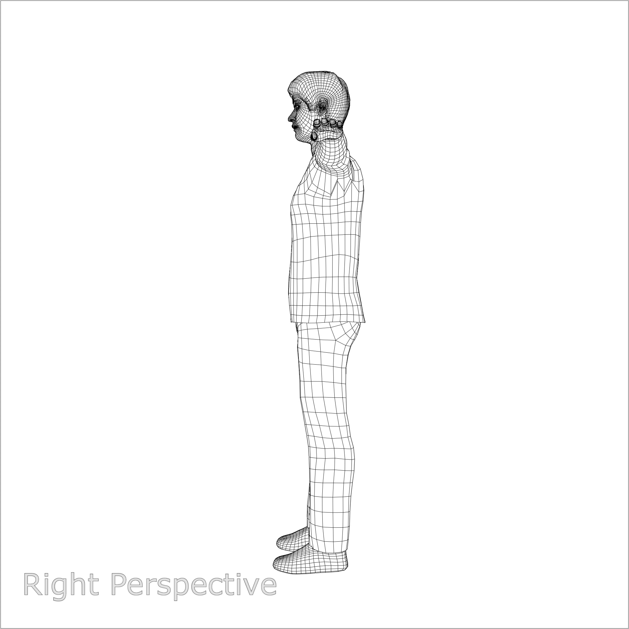 Male Character in Green Striped Shirt with Khaki Pants 3D model_14