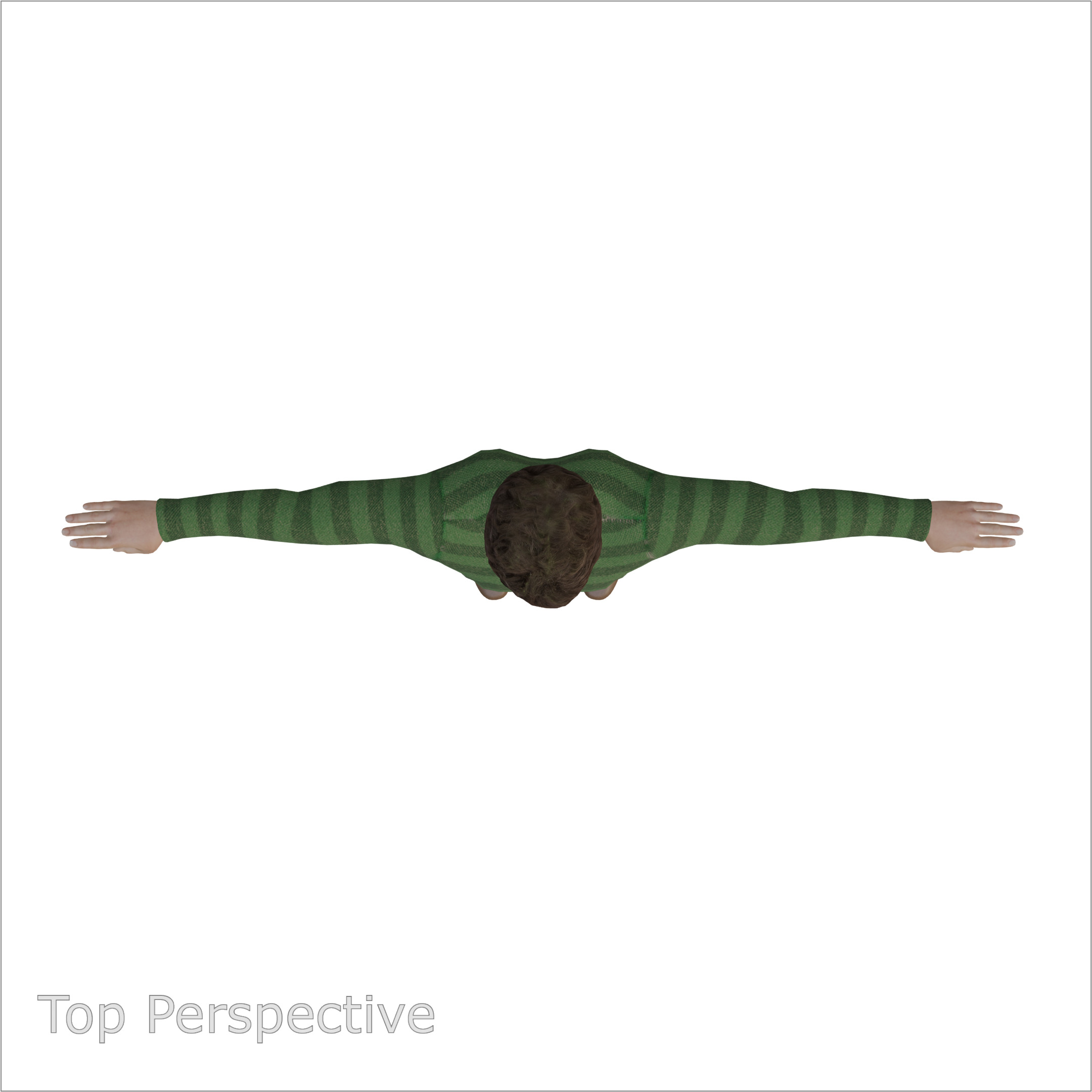 Male Character in Green Striped Shirt with Khaki Pants 3D model_5