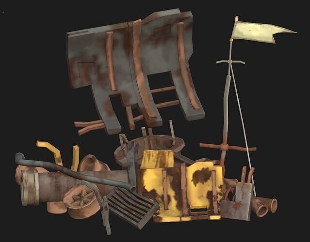 Stylized Metal structures asset pack 02 Low-poly 3D model Low-poly 3D model