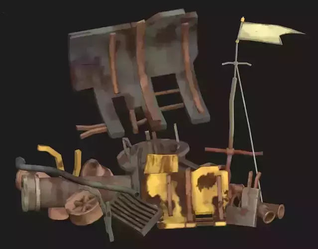 Stylized Metal structures asset pack 02 Low-poly 3D model