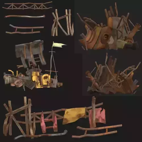 Stylized rusty metal structures asset pack