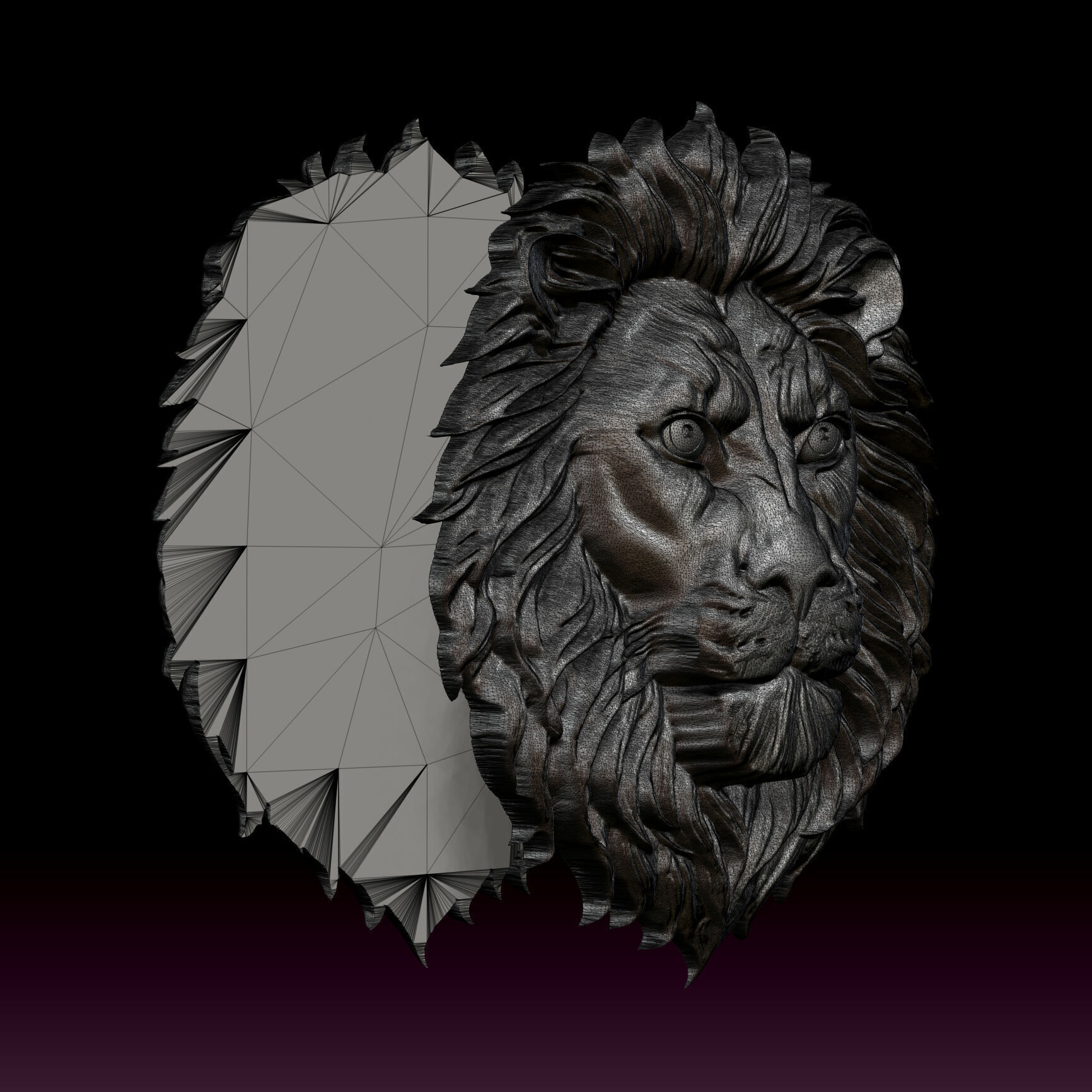 Lion Head 3D print model_3