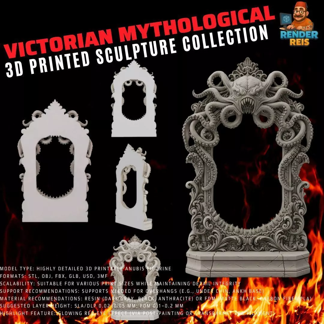 3D Printable Gothic Kraken Frame 3D model_0