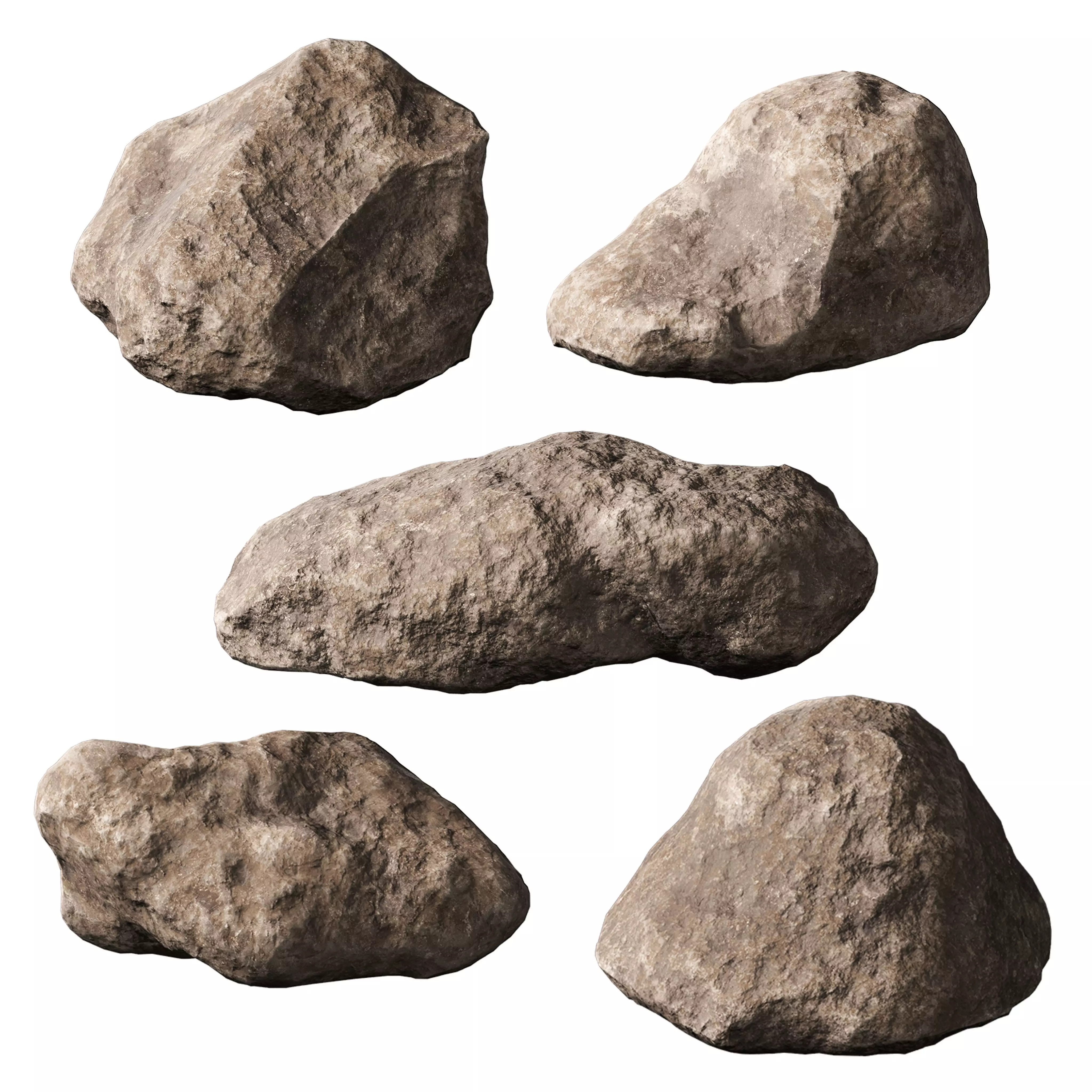 Low Poly Stones Set 04 3D model_0