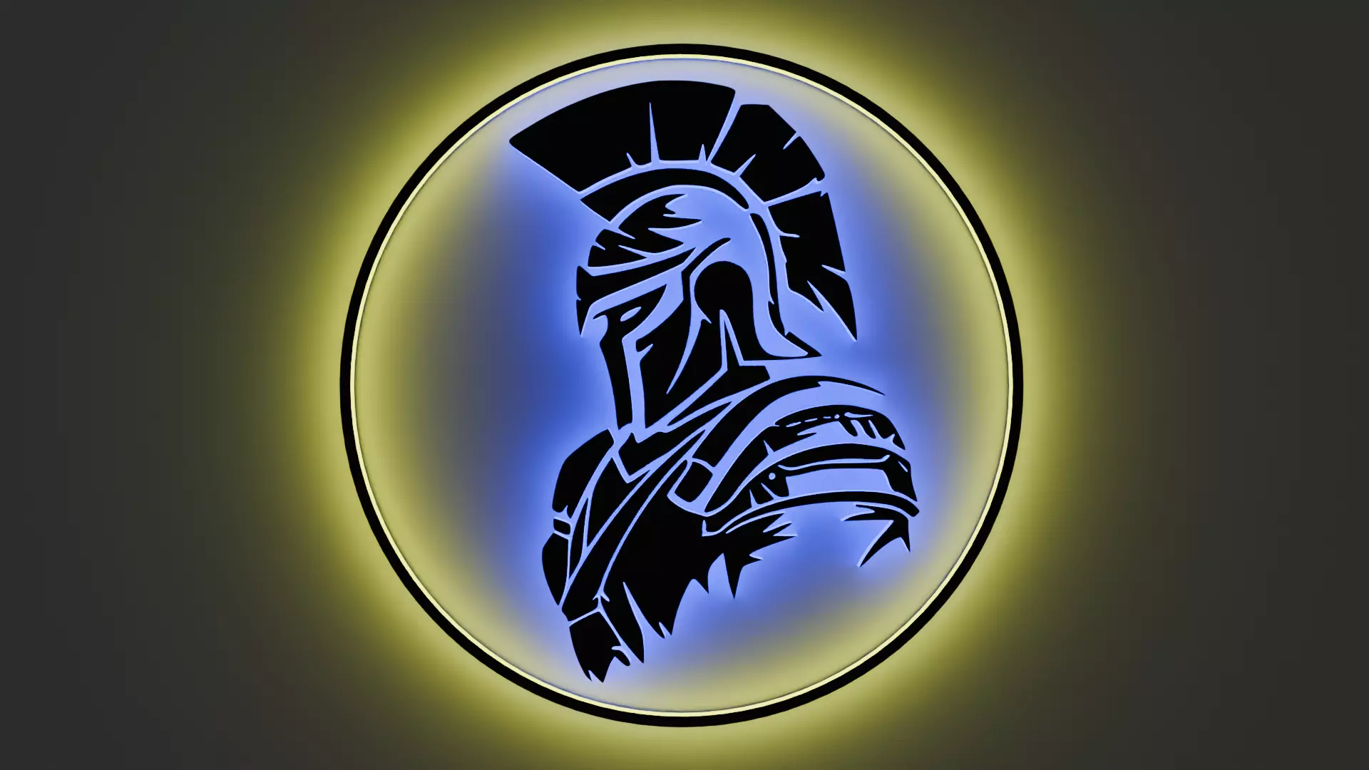 A stylized Spartan warrior in a helmet 3d model logo 3D print model_0