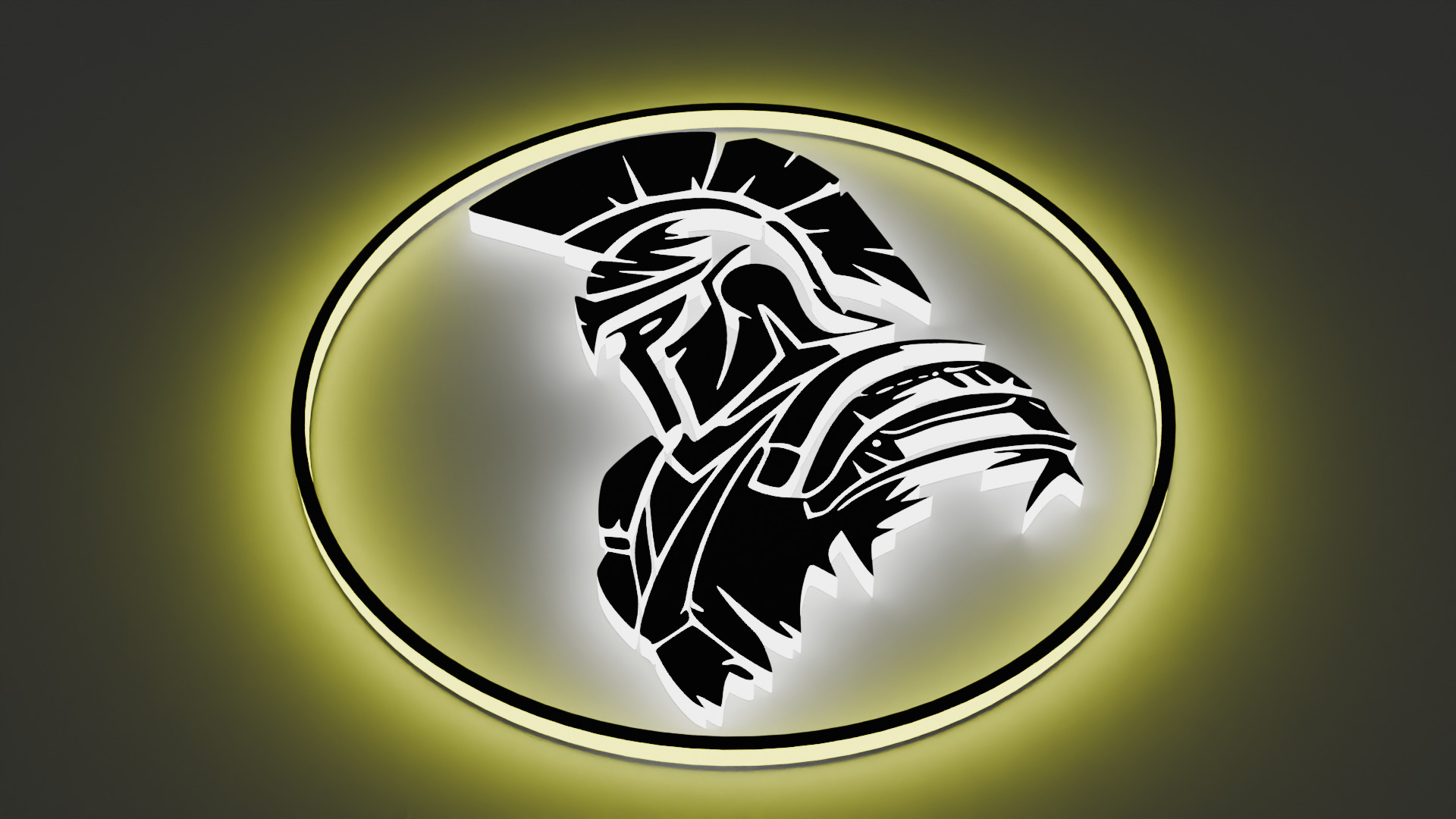 A stylized Spartan warrior in a helmet 3d model logo 3D print model_7