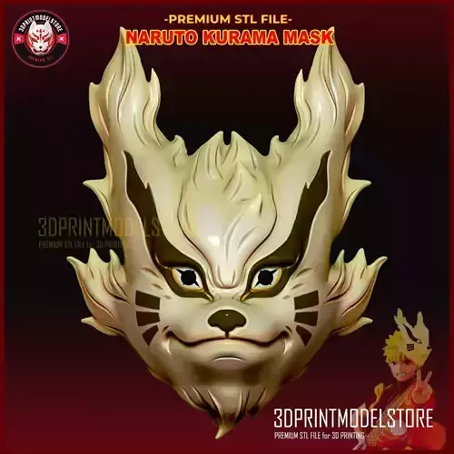 Naruto Kurama Mask - Anime Cosplay Kitsune Fox Mask 3D print model
