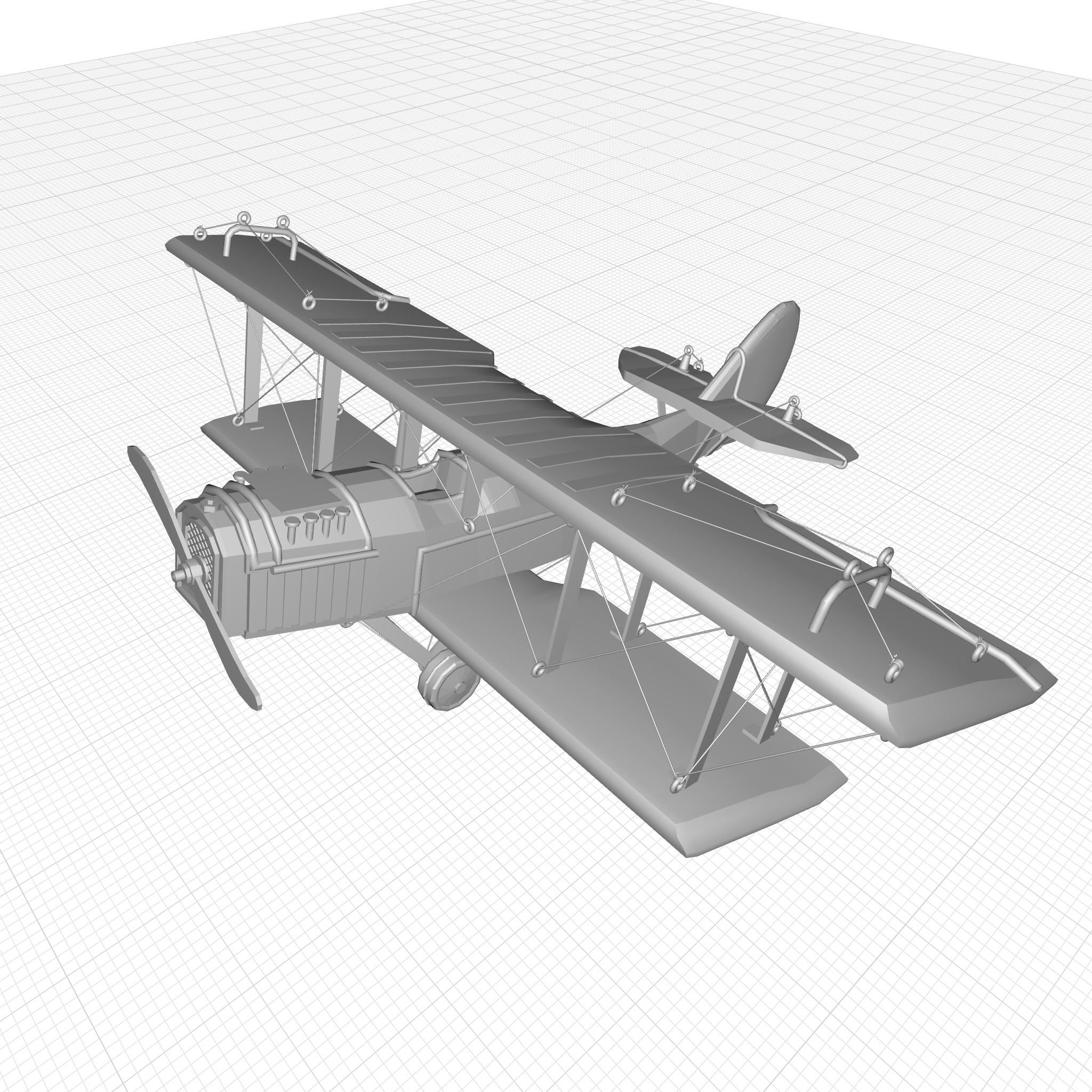 1918 Curtiss JN-4 Model Plane 3D model_3