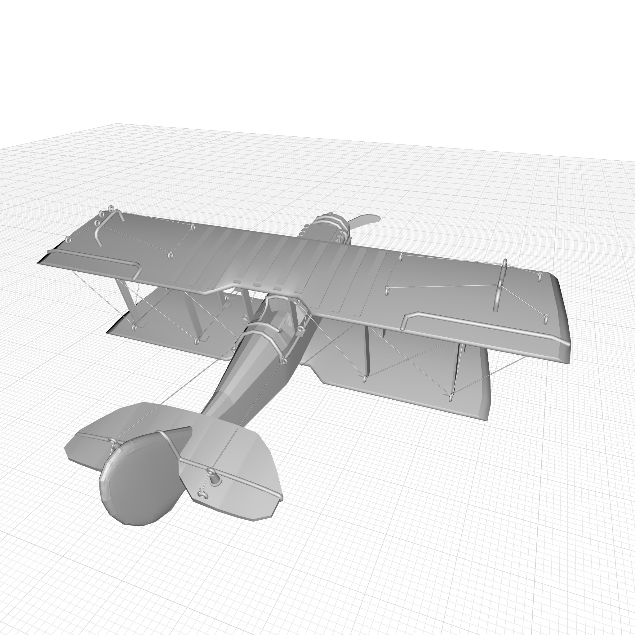 1918 Curtiss JN-4 Model Plane 3D model_7