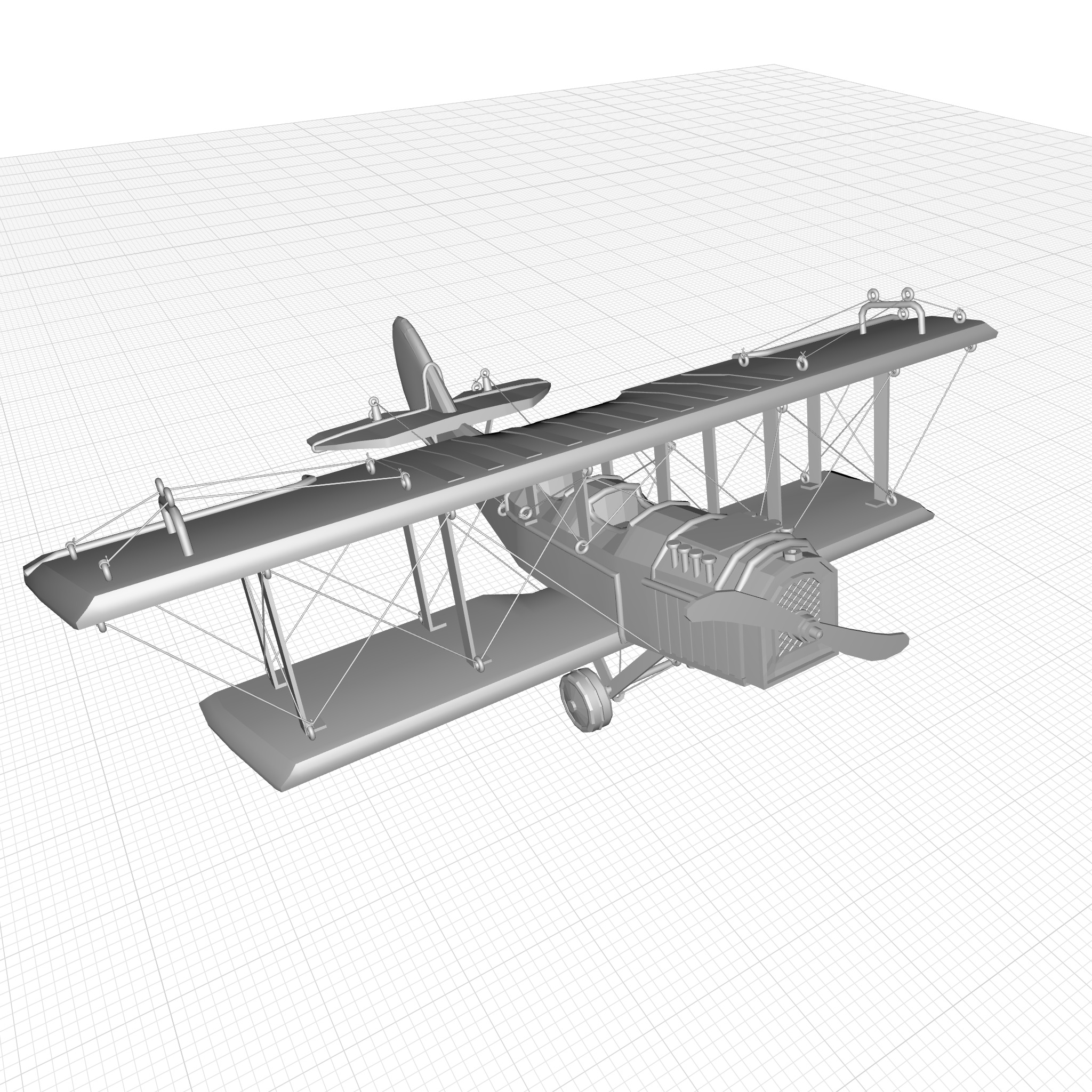 1918 Curtiss JN-4 Model Plane 3D model_5