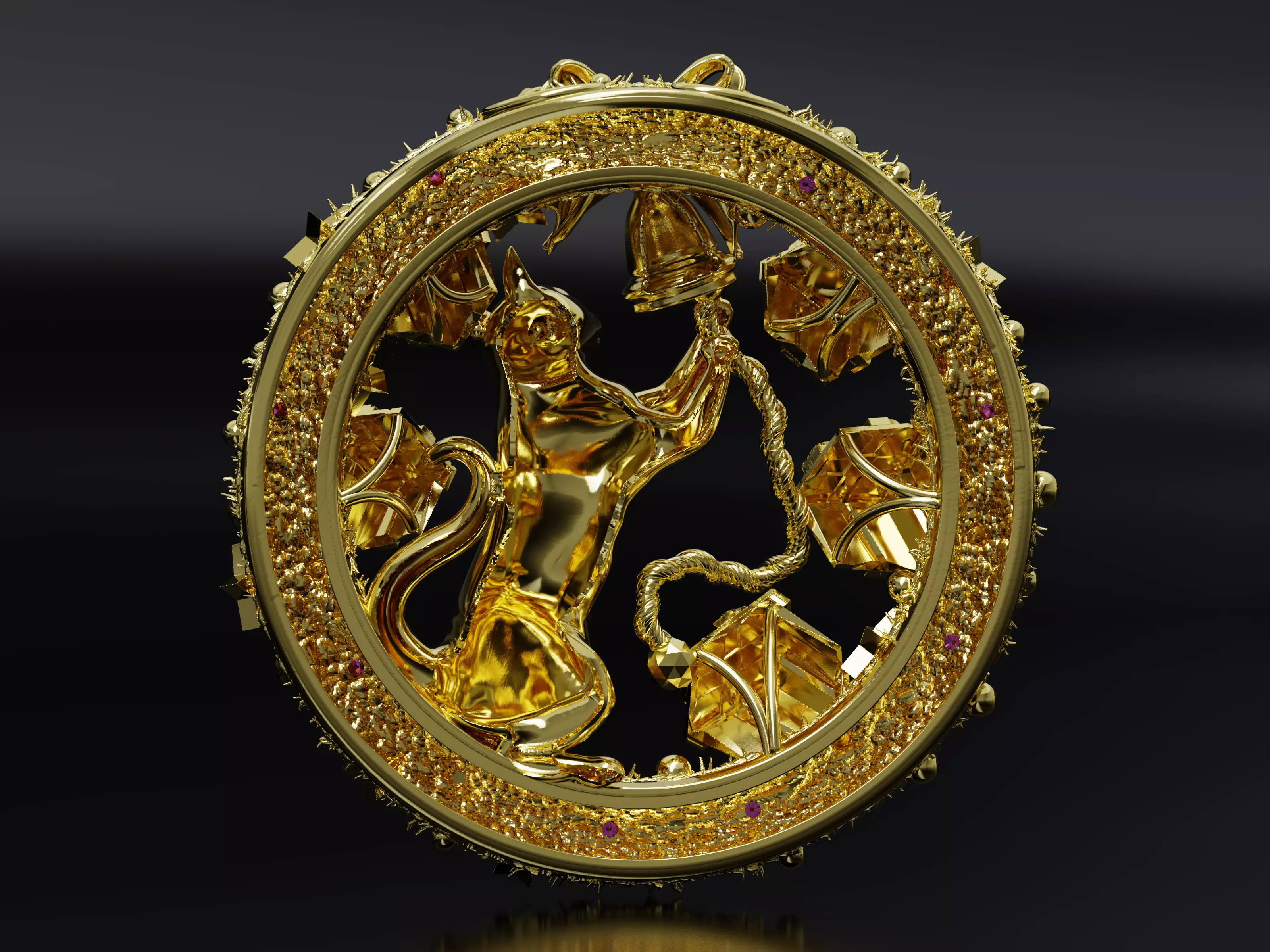 The Christmas Chime Cat Pendant 3D print model_7