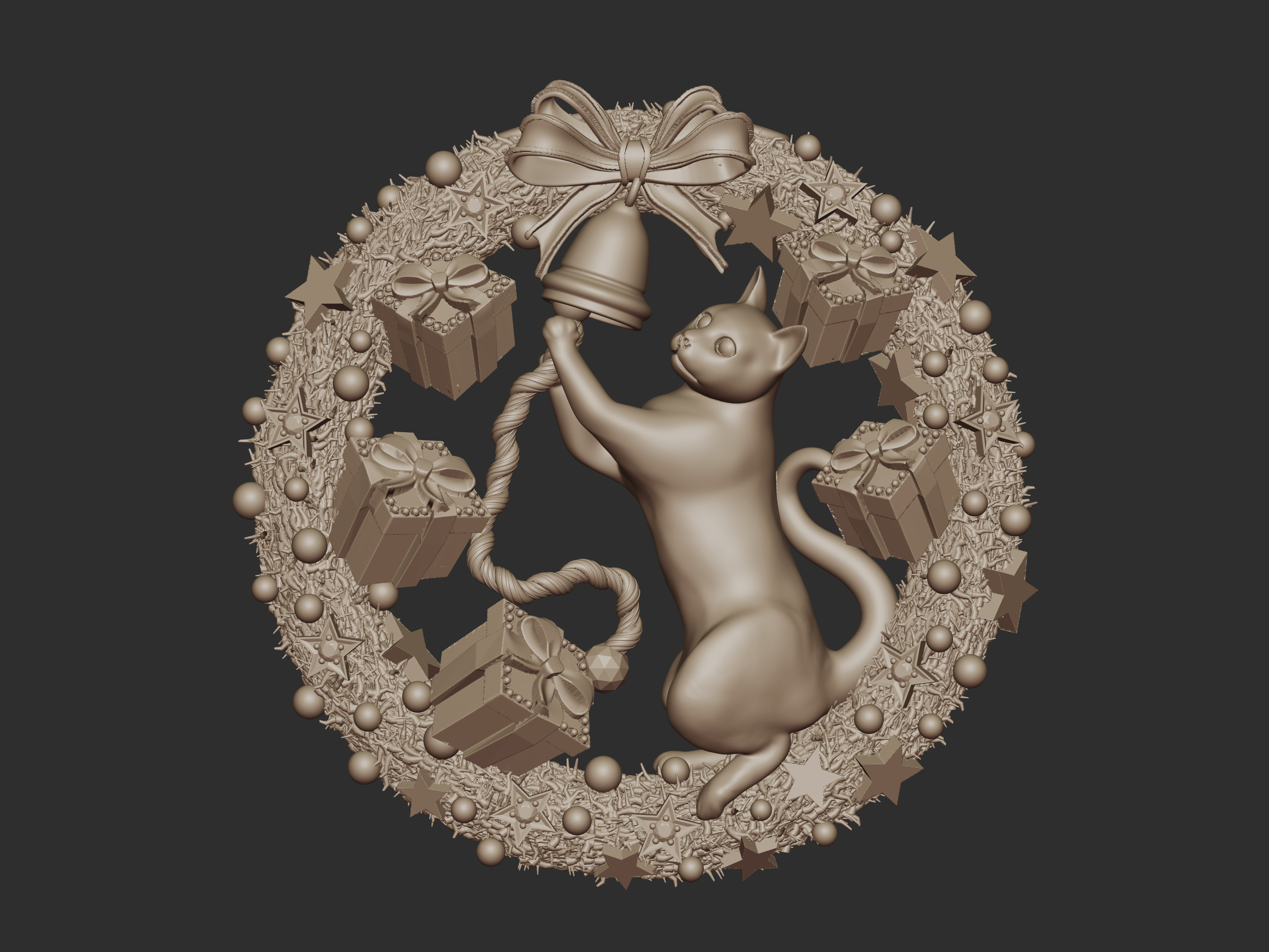 The Christmas Chime Cat Pendant 3D print model_8