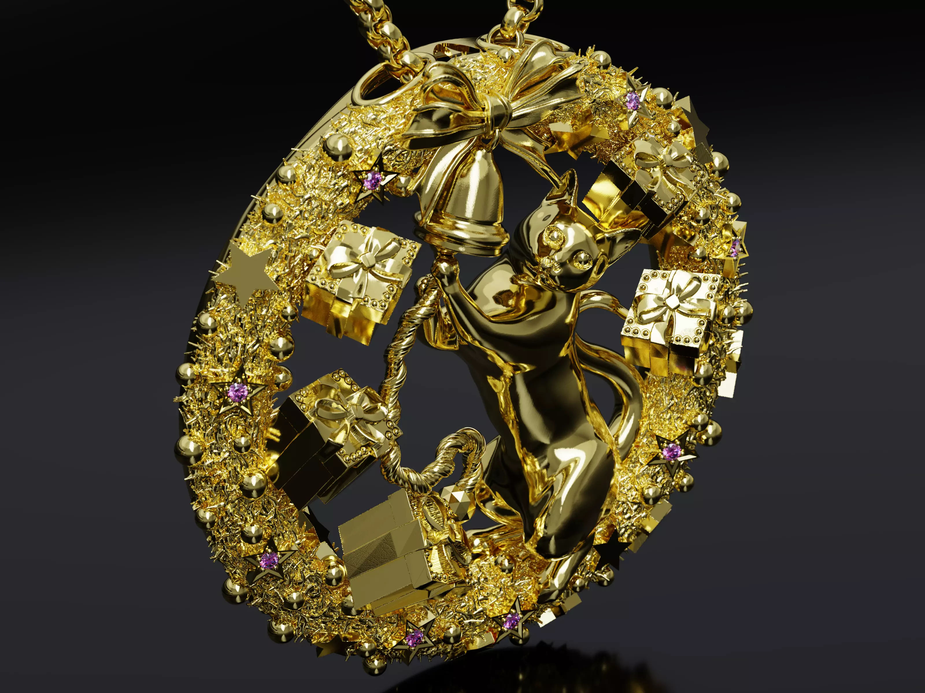 The Christmas Chime Cat Pendant 3D print model_1