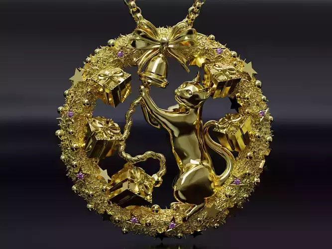 The Christmas Chime Cat Pendant 3D print model