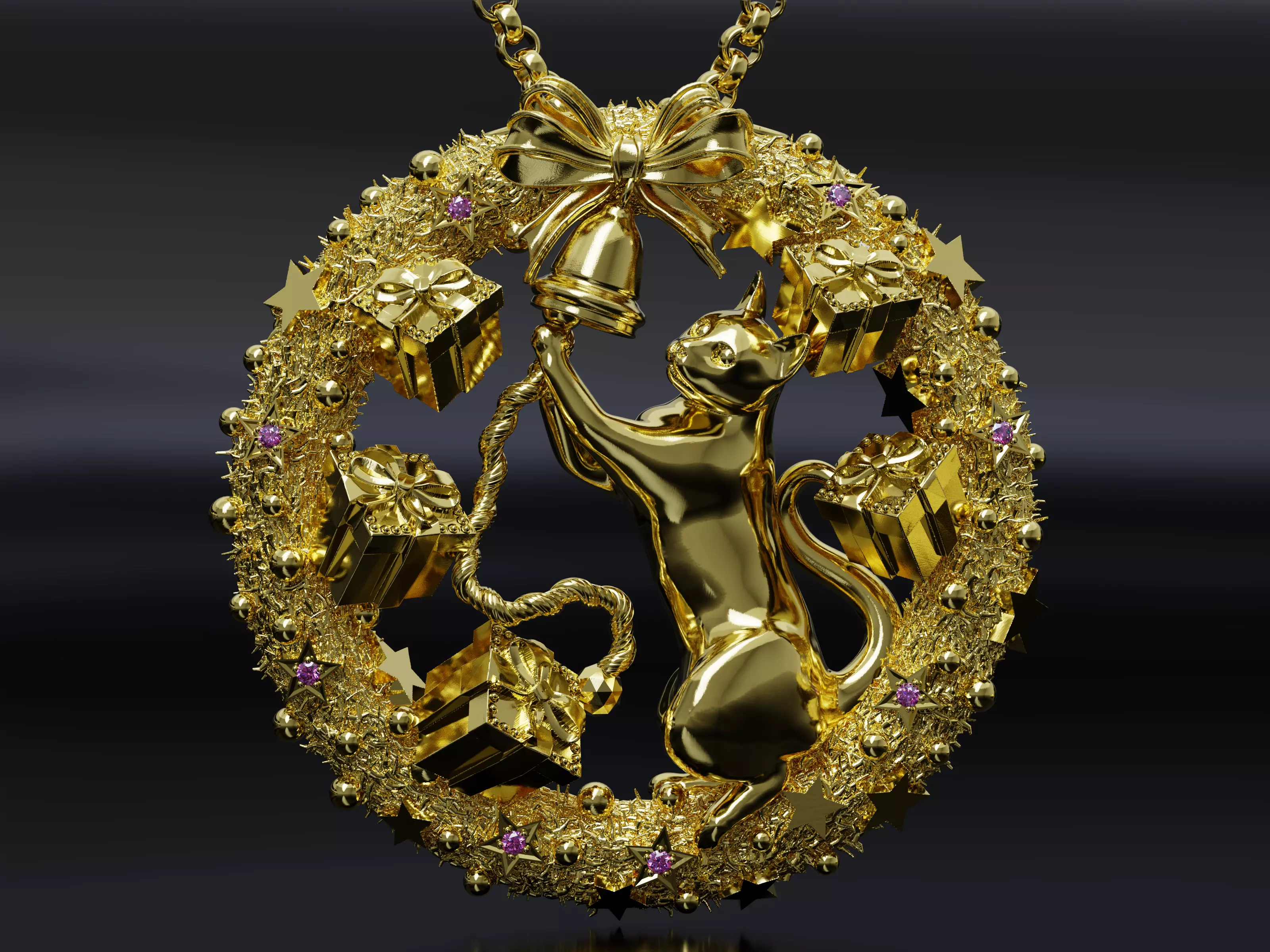 The Christmas Chime Cat Pendant 3D print model_0