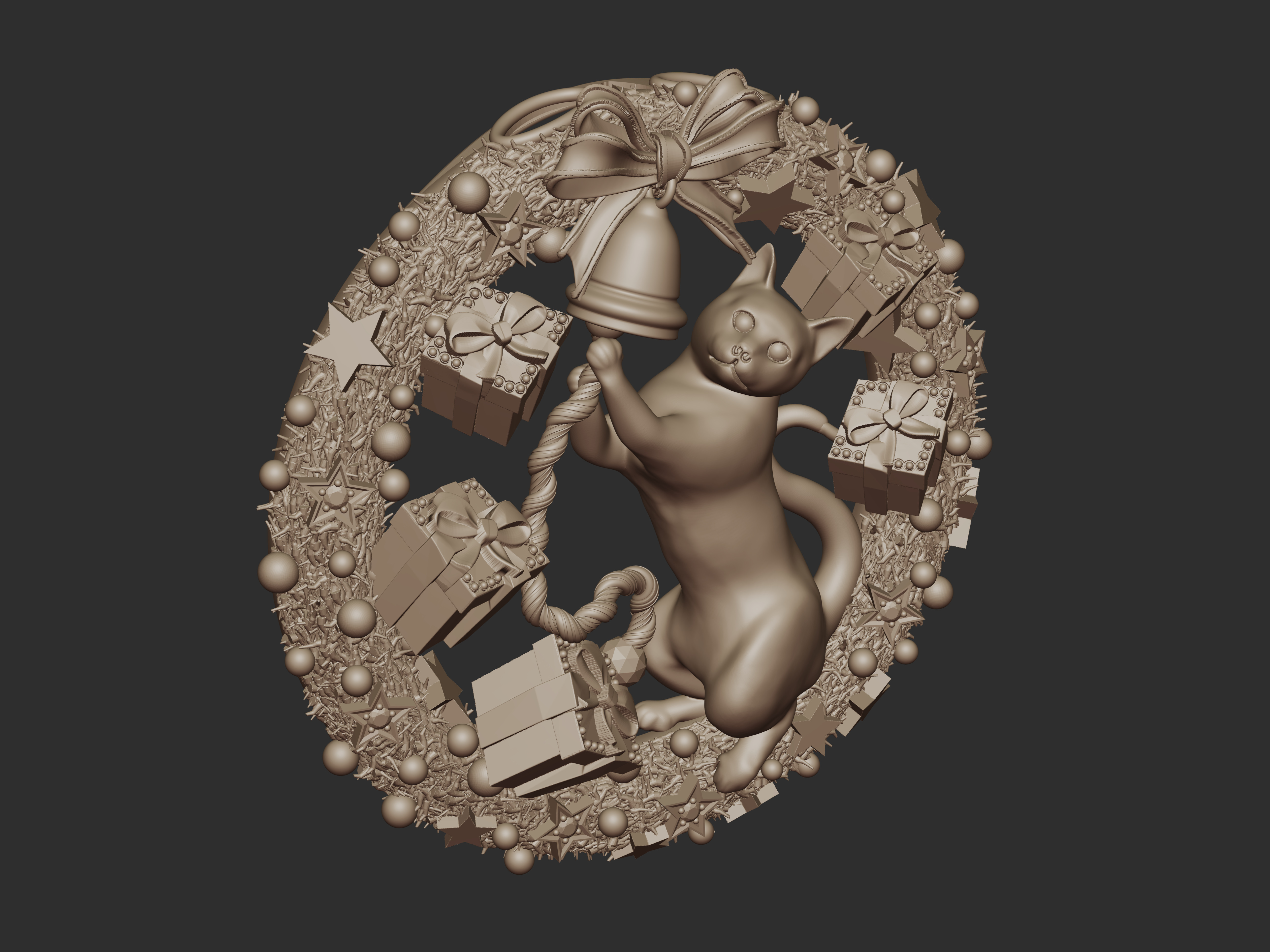 The Christmas Chime Cat Pendant 3D print model_9