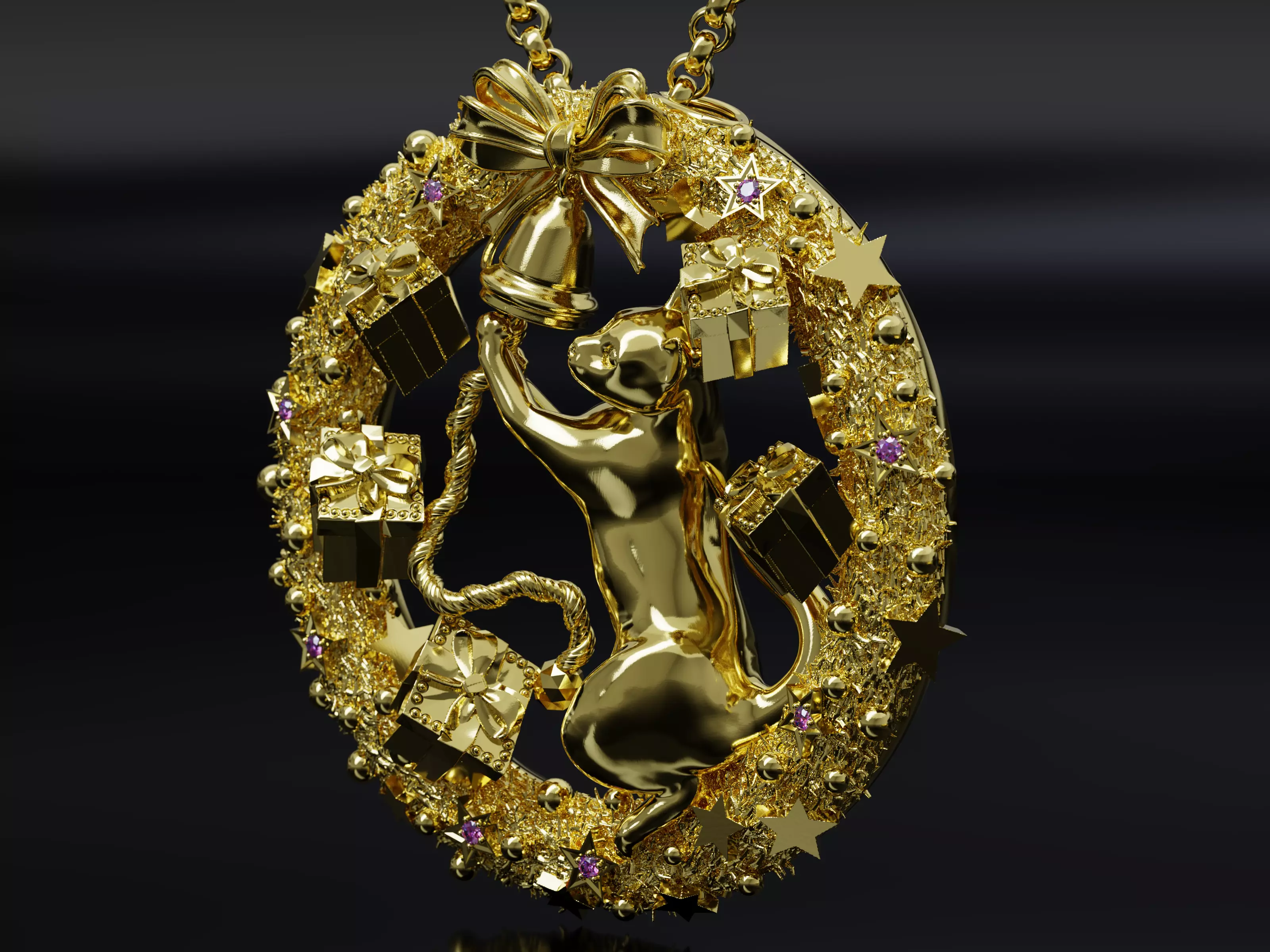 The Christmas Chime Cat Pendant 3D print model_2