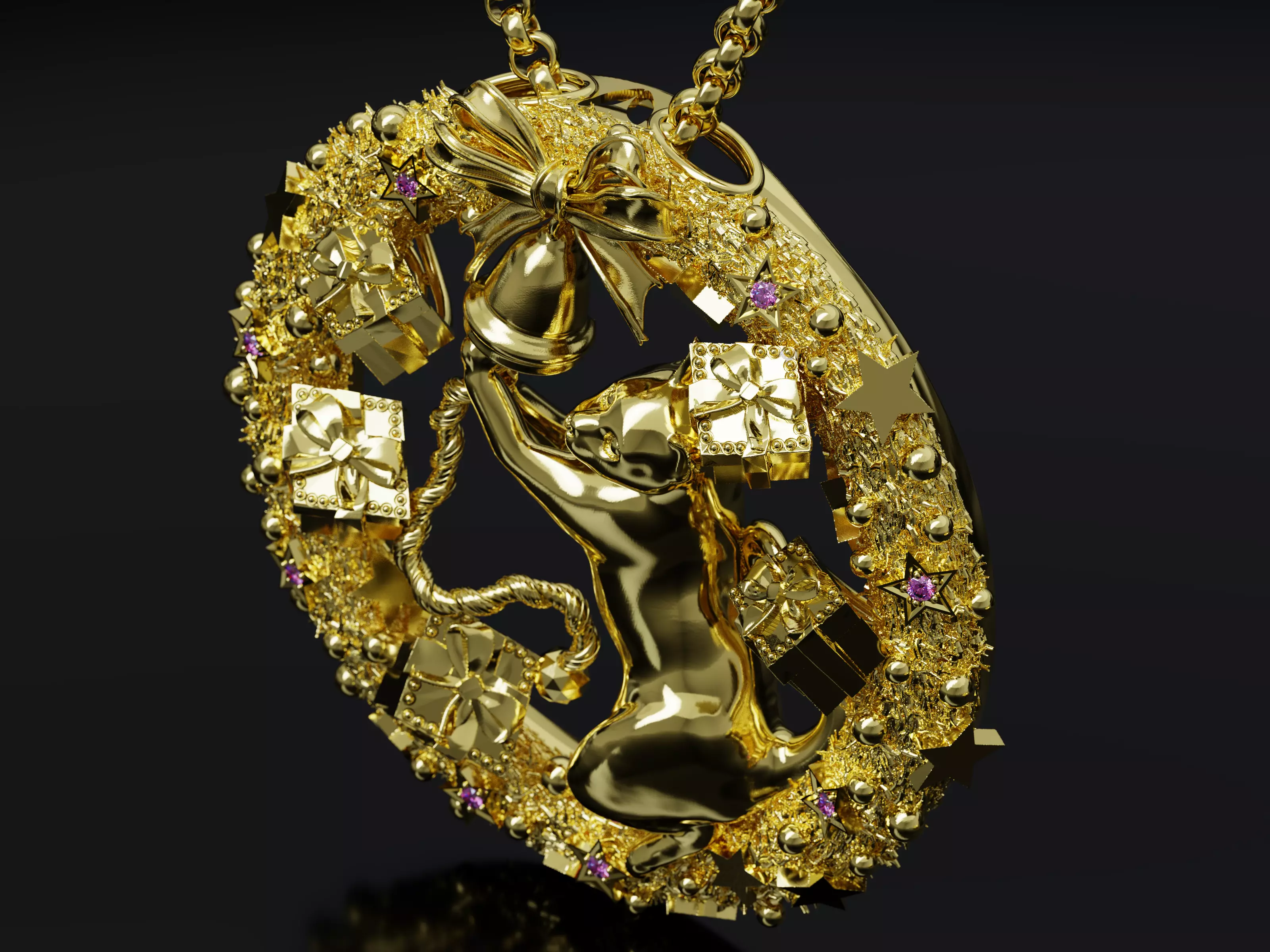 The Christmas Chime Cat Pendant 3D print model_3