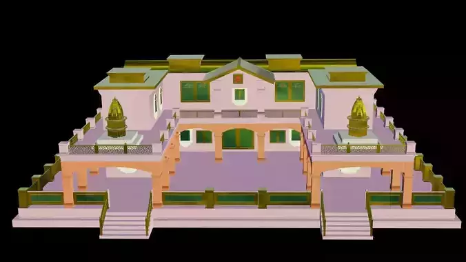 Traditional Indian Bhawan 3D Model Low-poly 3D model