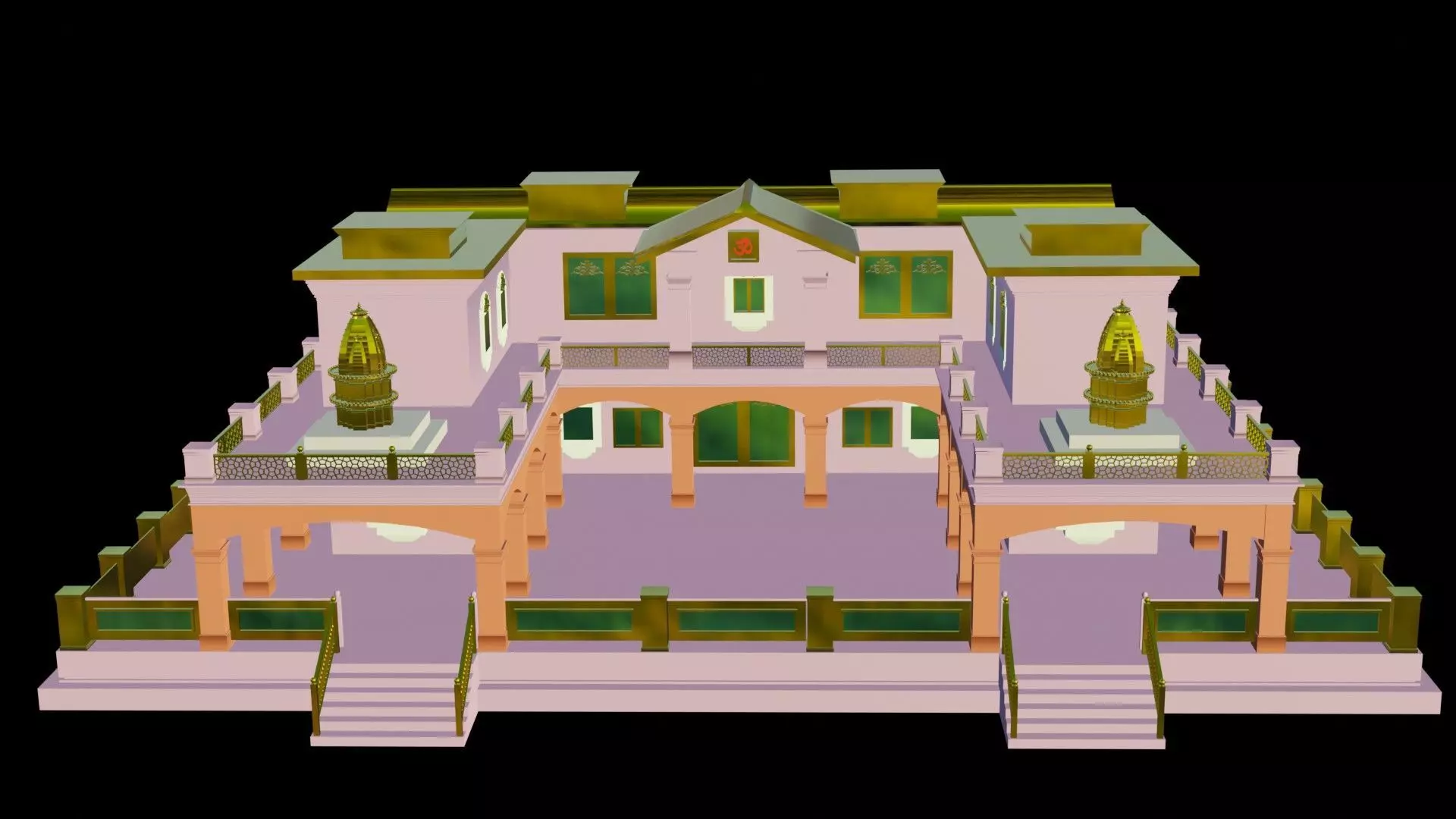 Traditional Indian Bhawan 3D Model Low-poly 3D model_0