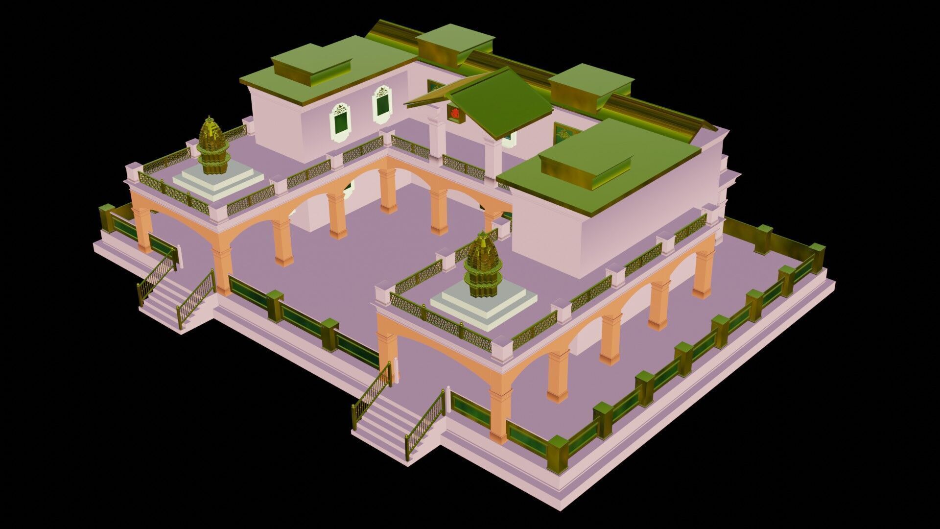 Traditional Indian Bhawan 3D Model Low-poly 3D model_2