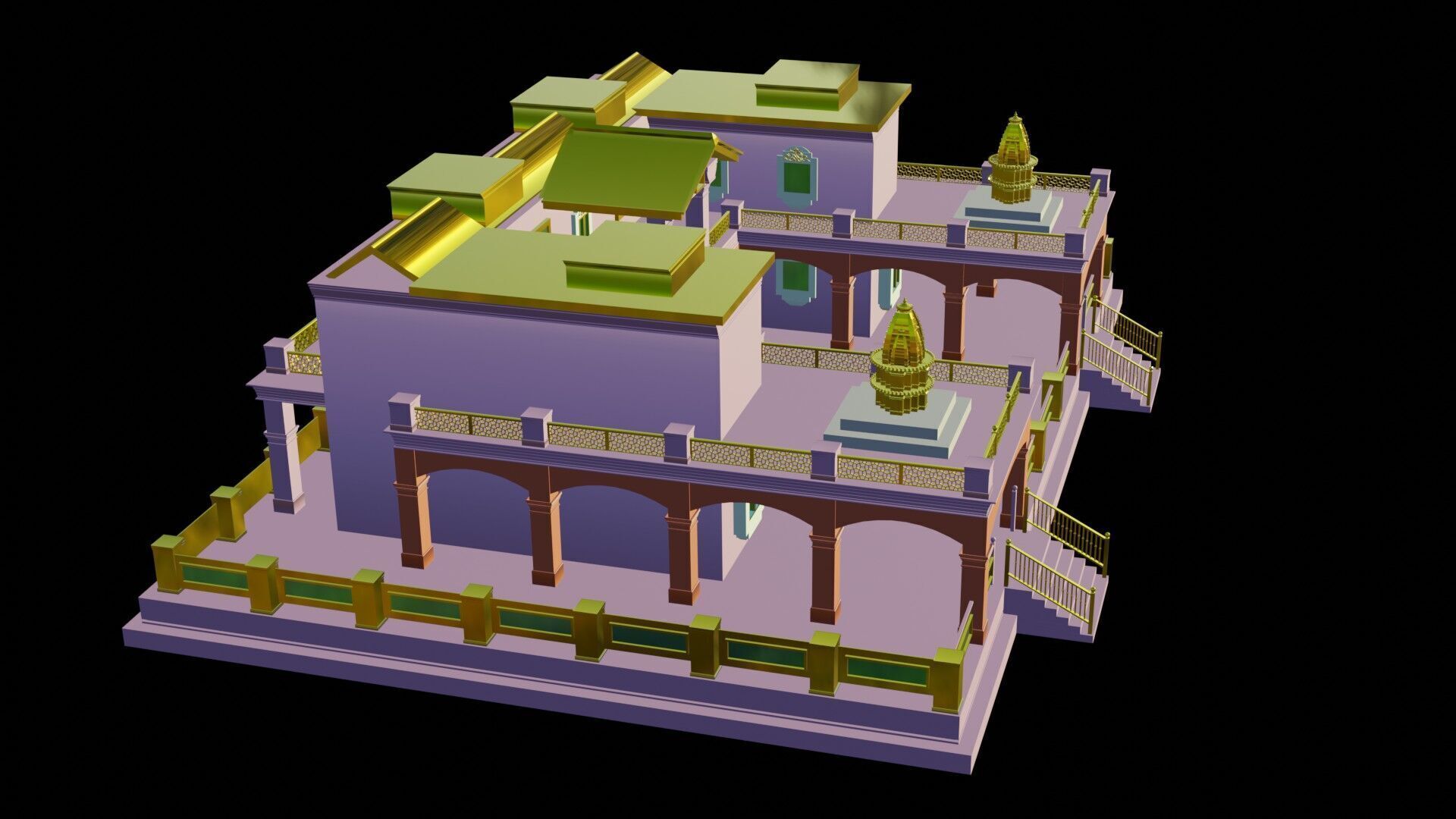Traditional Indian Bhawan 3D Model Low-poly 3D model_4