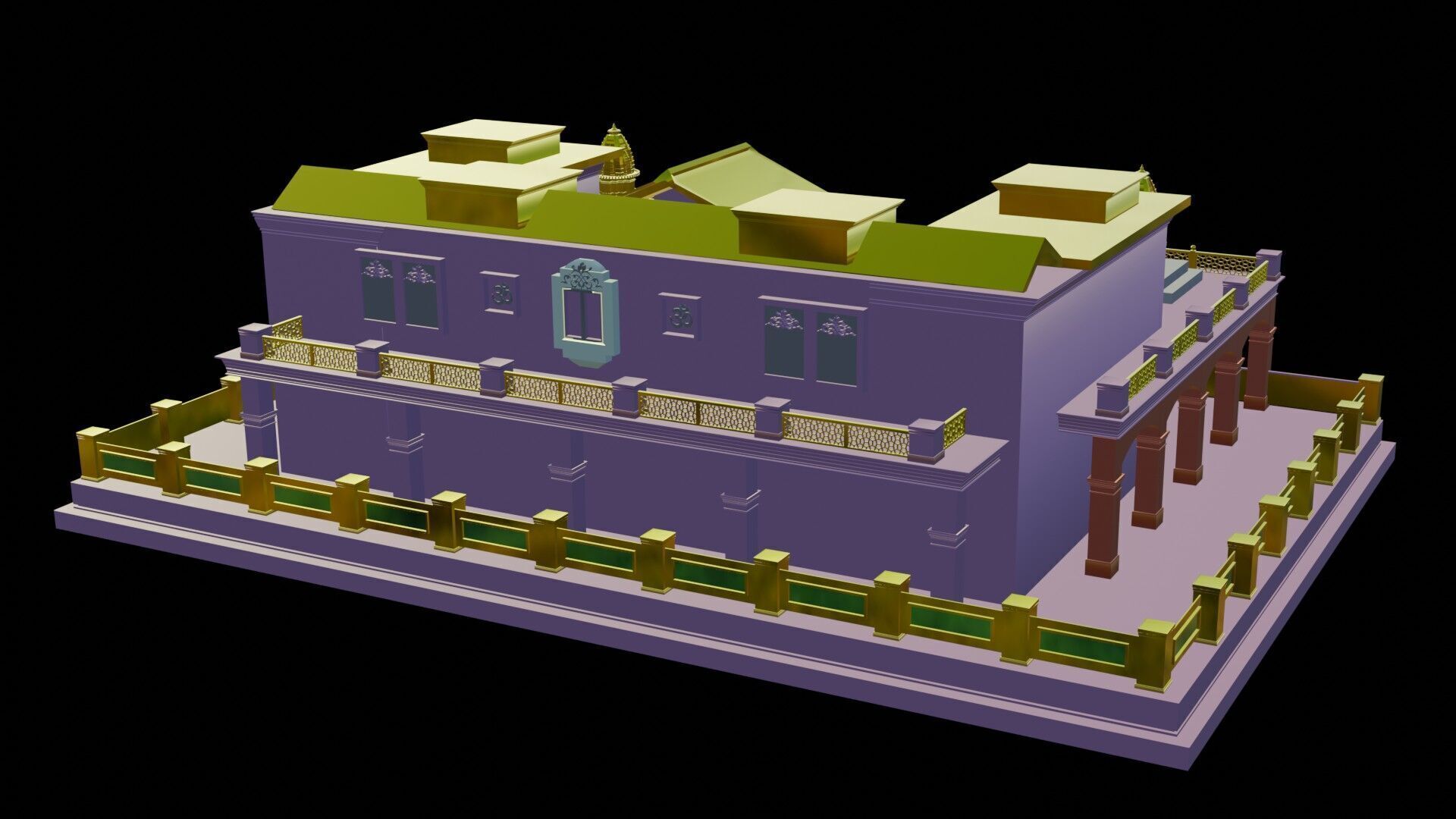 Traditional Indian Bhawan 3D Model Low-poly 3D model_1