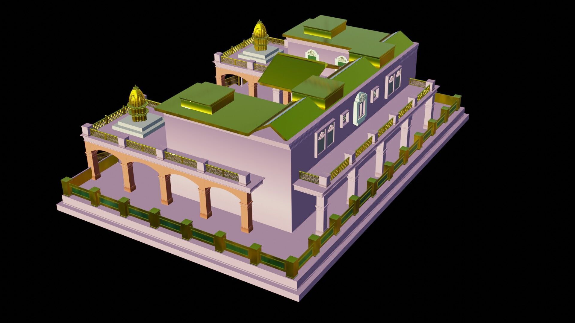 Traditional Indian Bhawan 3D Model Low-poly 3D model_3