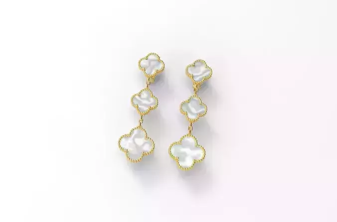 Flower  Hardwear Clips Earring with mother of pearl