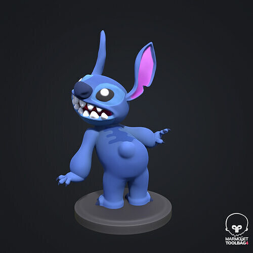 Stich stylized Low-poly 3D model
