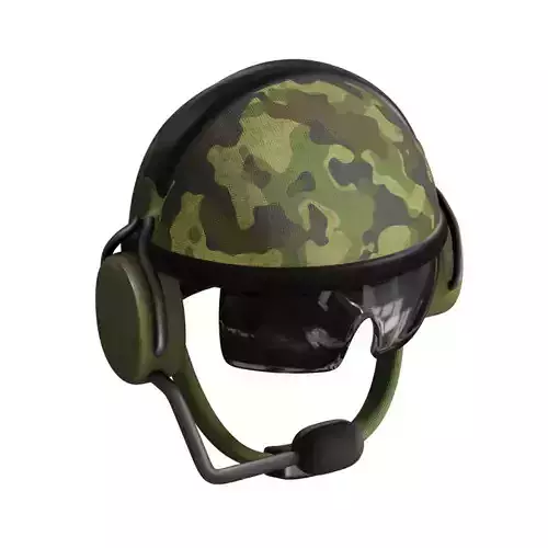 3d Military Helmet with Headset and Visor 3D model