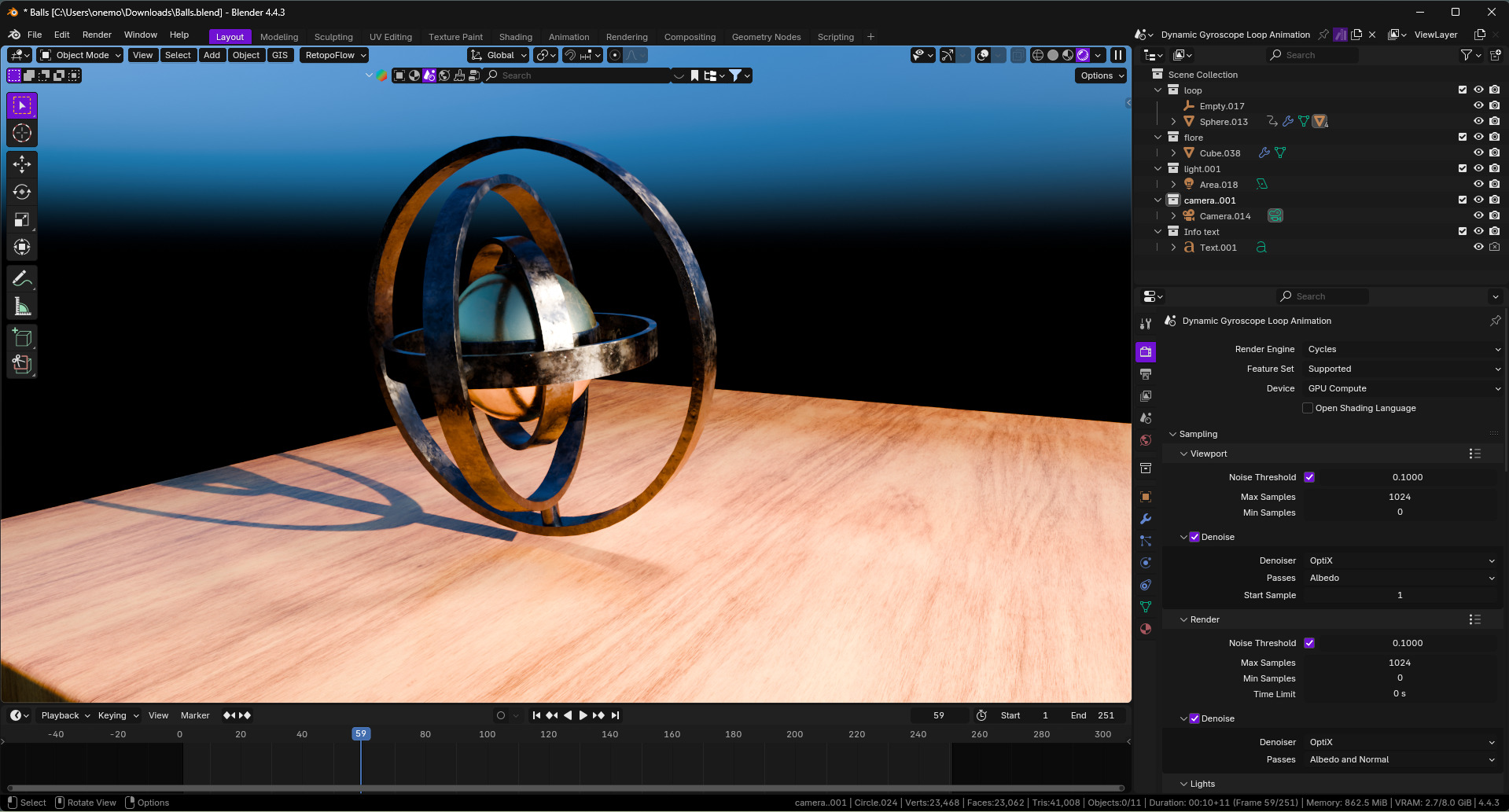 Realistic 3D Gyroscope loop Model 3D model_5