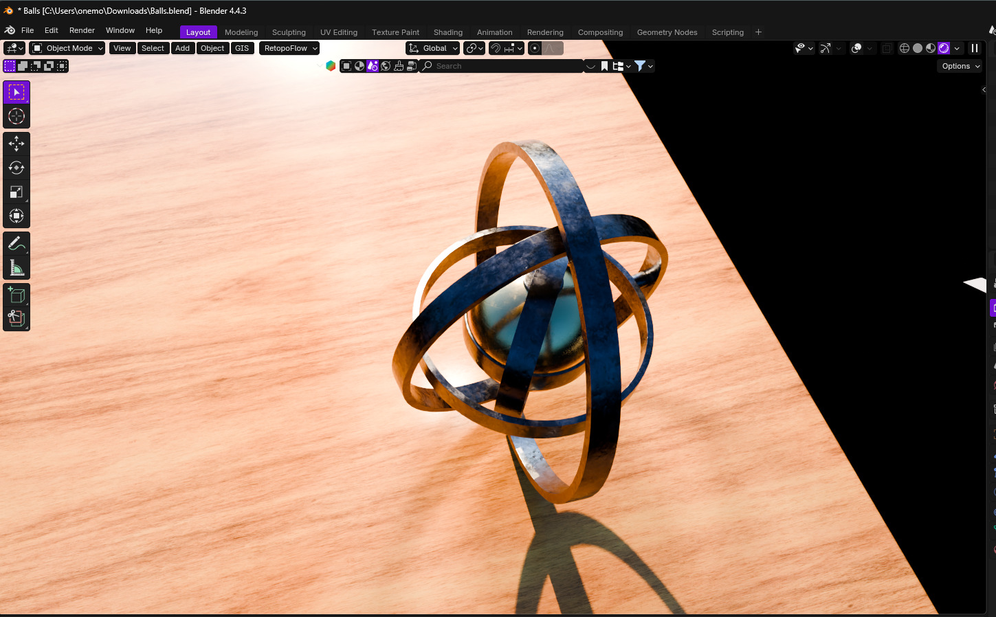 Realistic 3D Gyroscope loop Model 3D model_3