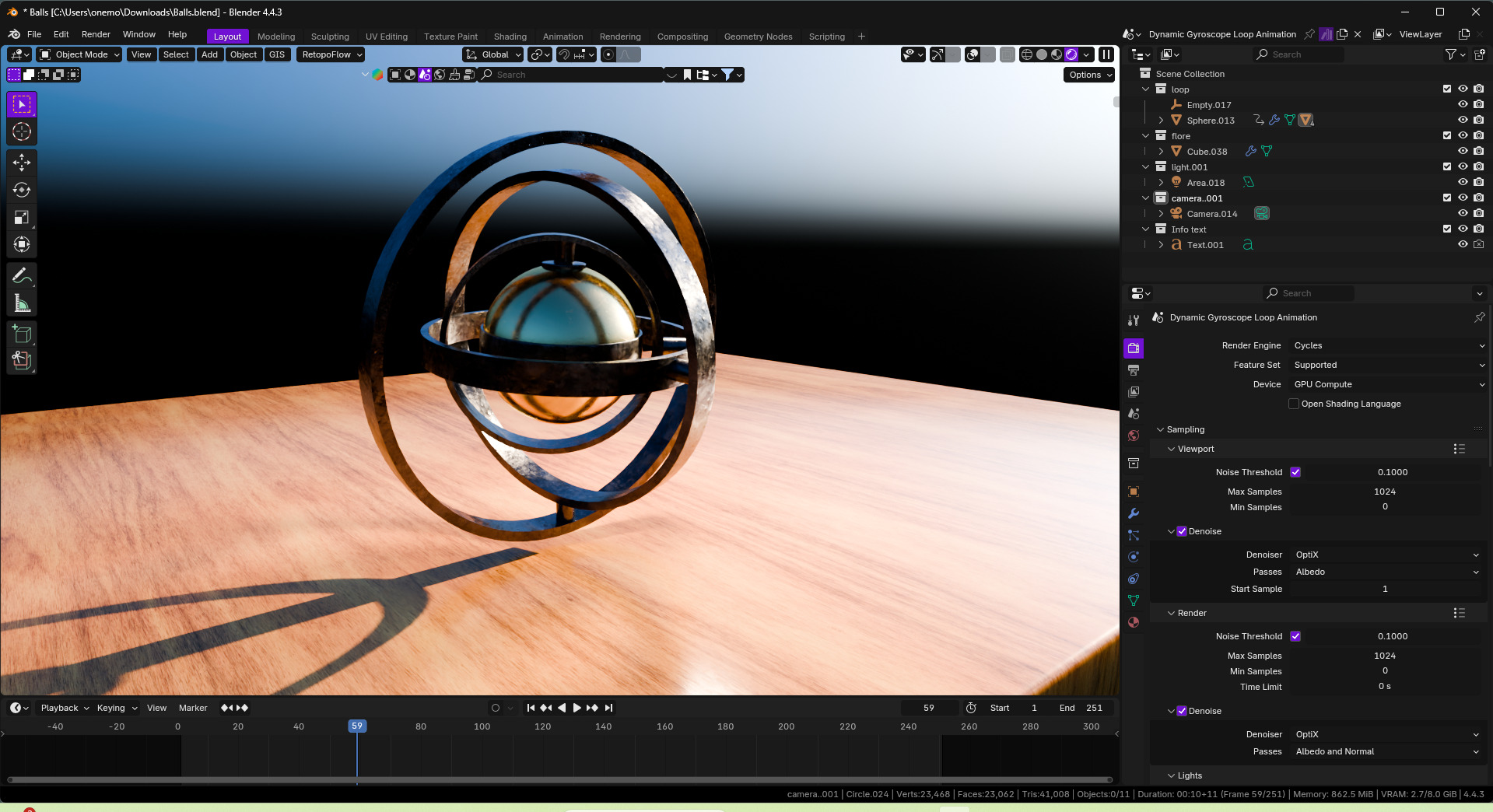 Realistic 3D Gyroscope loop Model 3D model_2