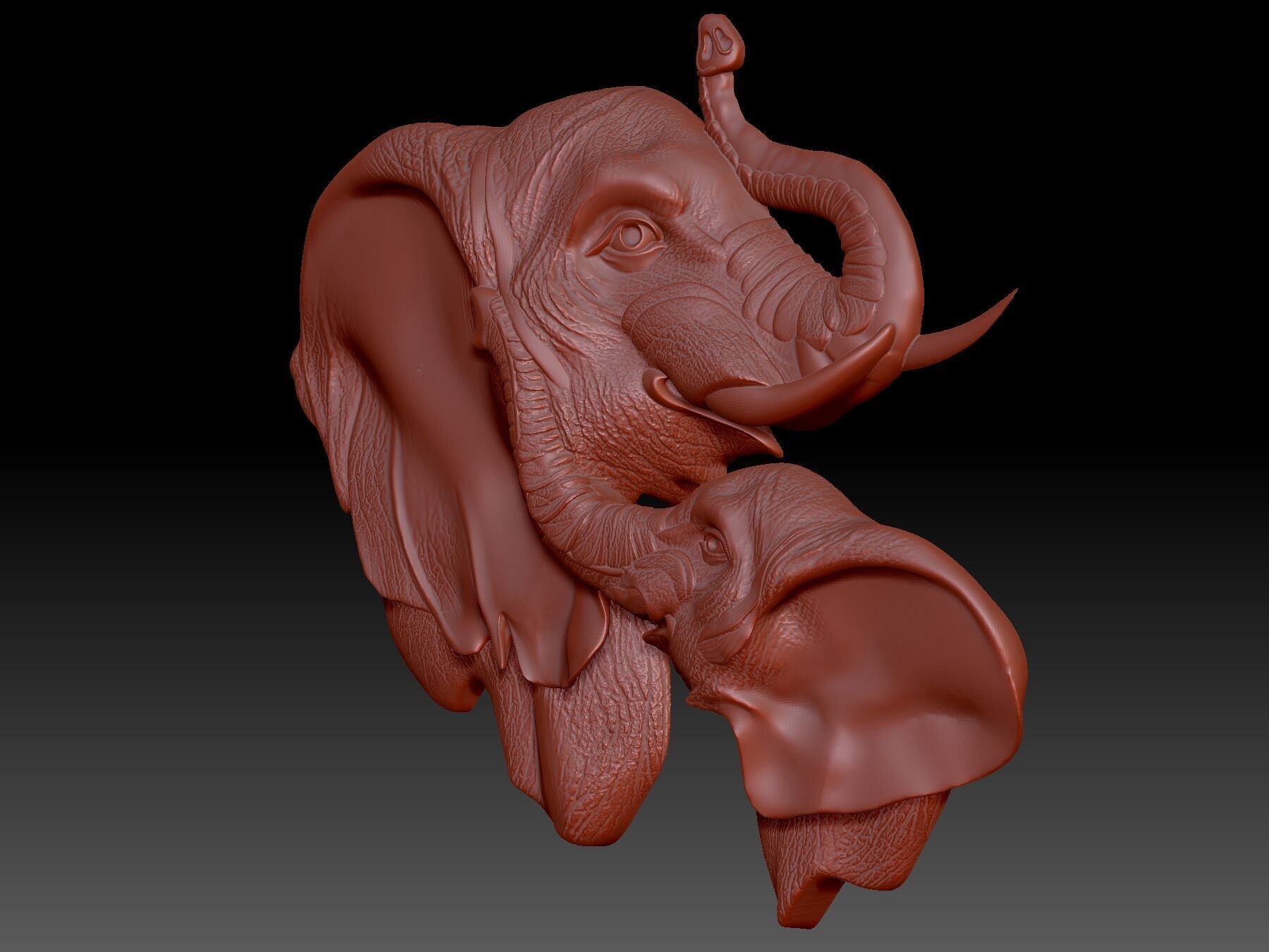 Elephants 3D print model_3