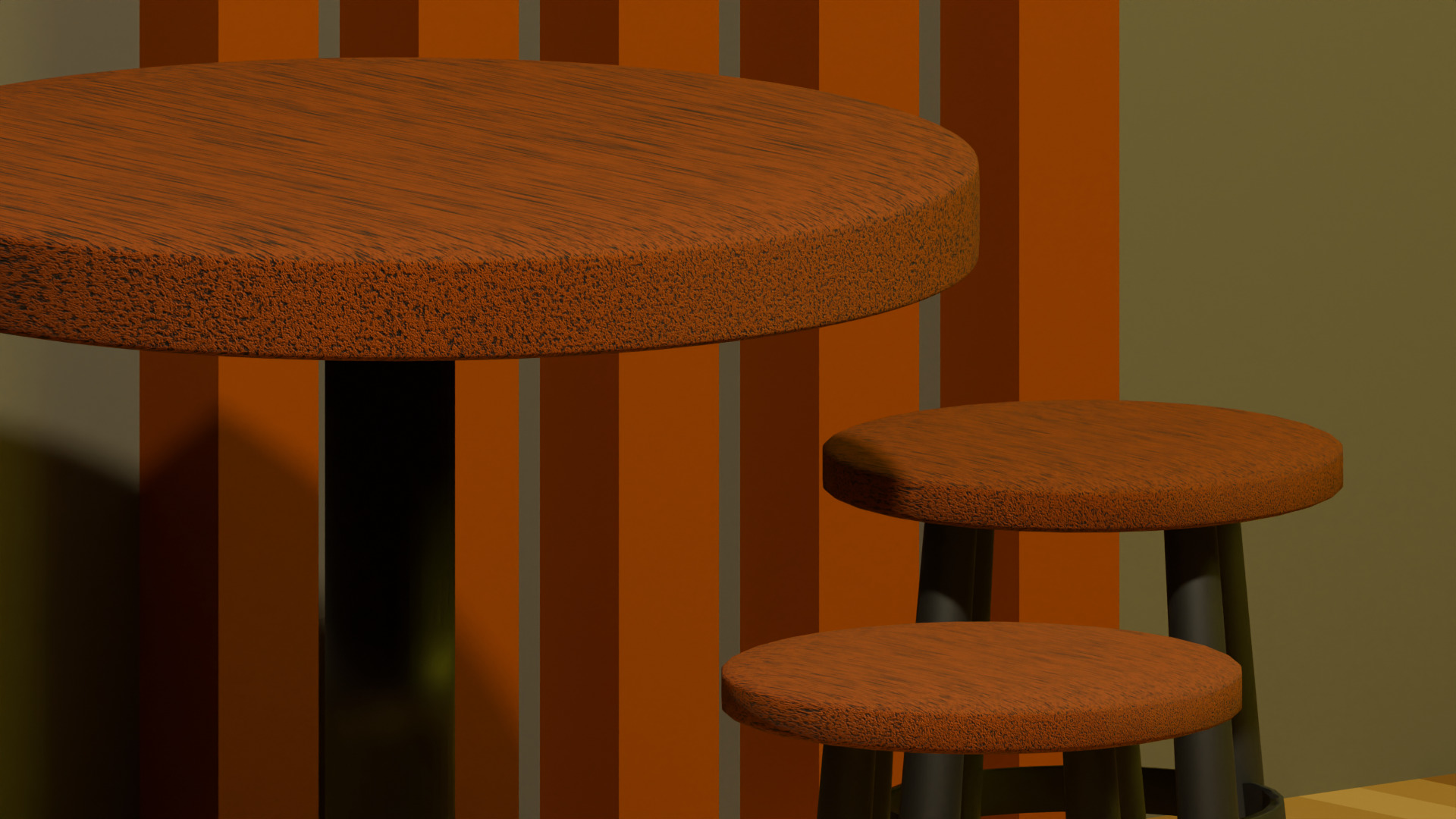 Full Scene Classic Round Stool 3D model_8