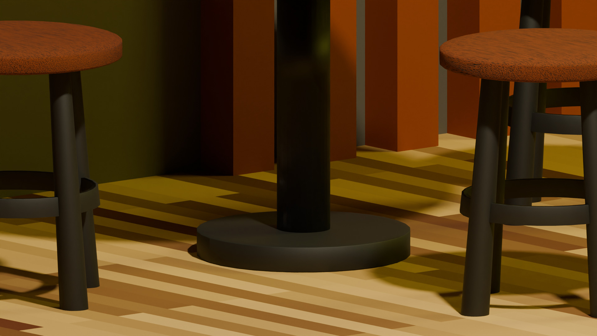 Full Scene Classic Round Stool 3D model_10