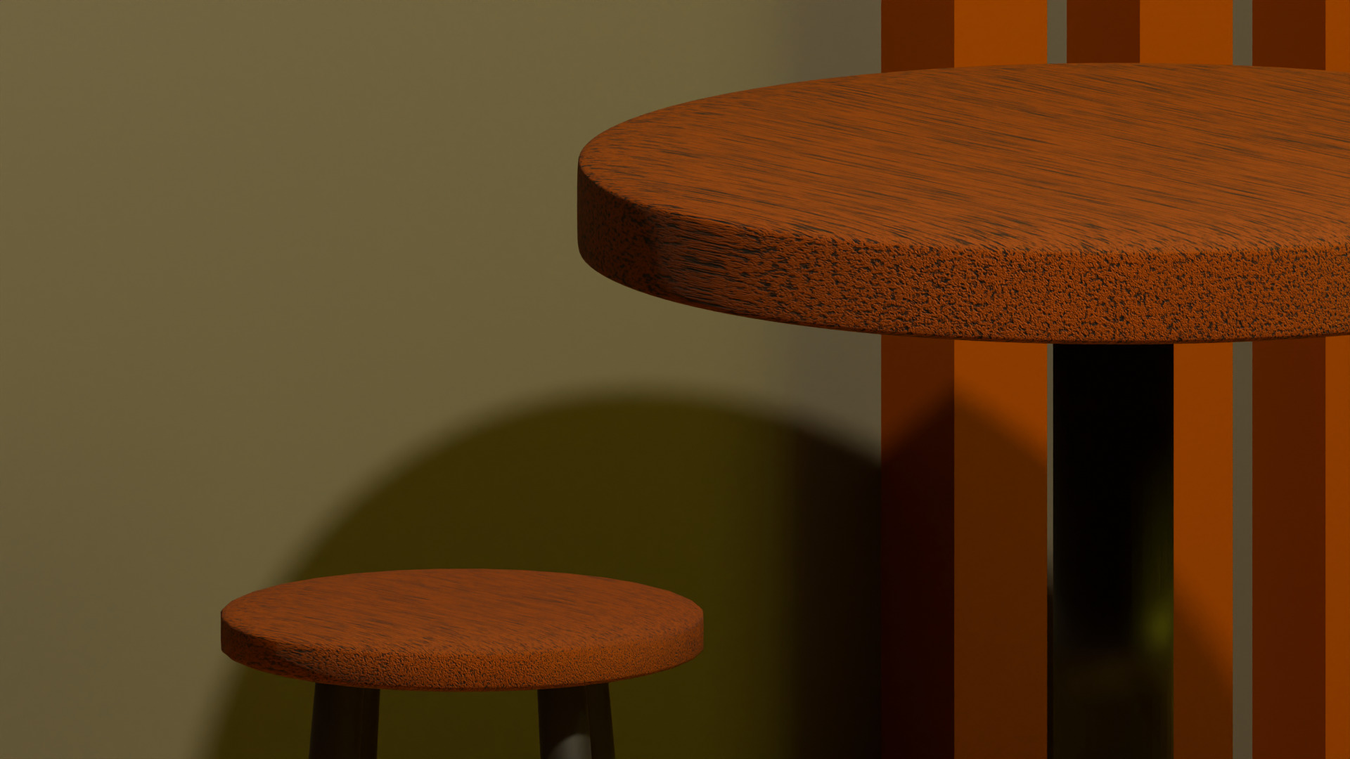 Full Scene Classic Round Stool 3D model_7