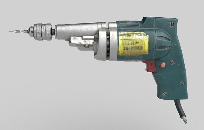 Vintage drill machine Free low-poly 3D model