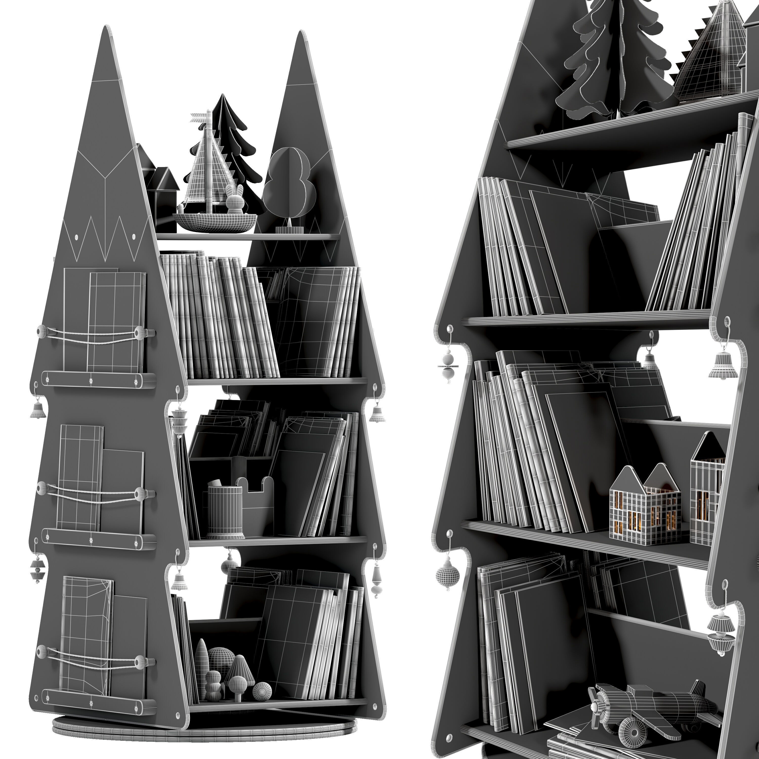 Kids Tree Bookcase 3D model_4