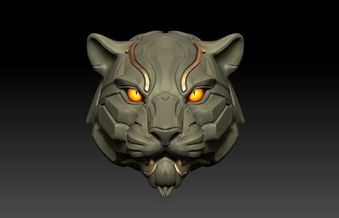 Sci-Fi Panther Head Statue M50 3D print model