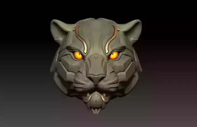 Sci-Fi Panther Head Statue M50