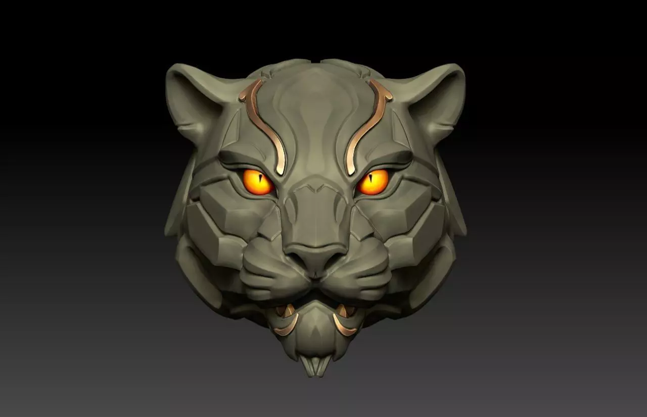 Sci-Fi Panther Head Statue M50 3D print model