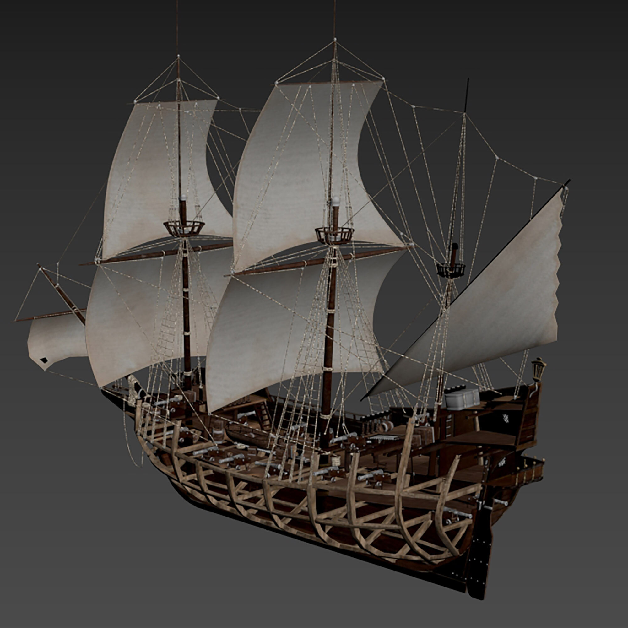 Galleon Ship n1 3D model_11