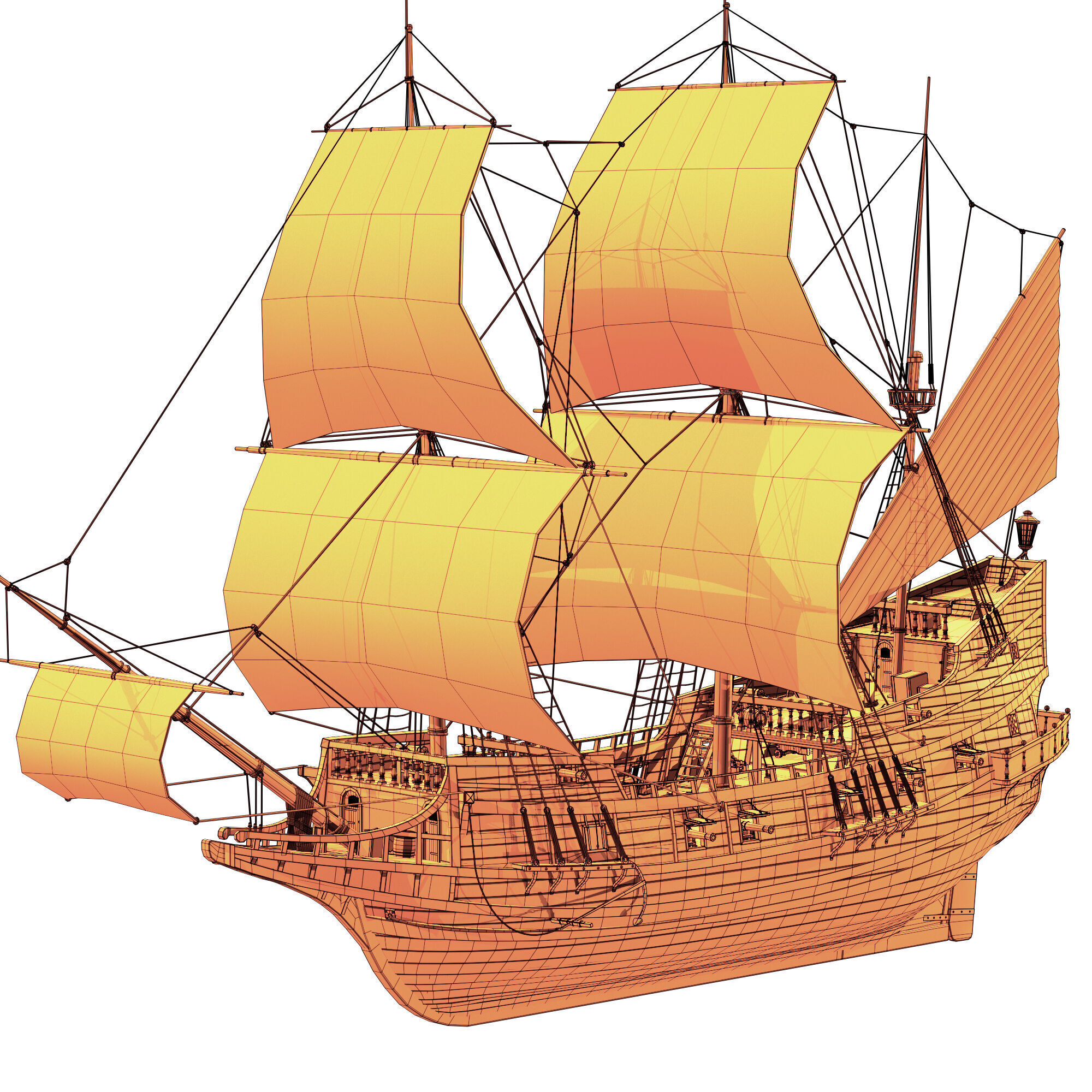 Galleon Ship n1 3D model_12