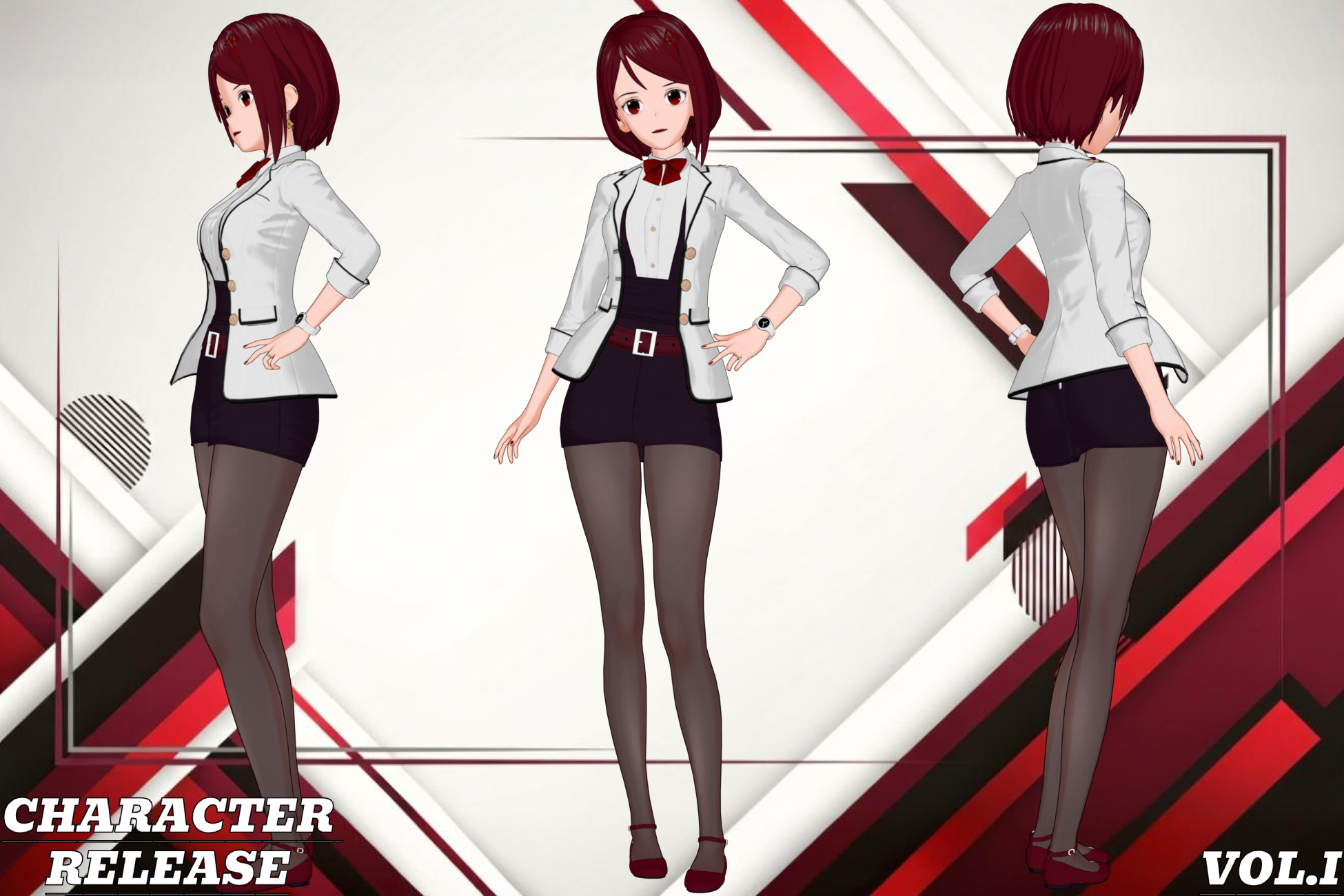 Anime Character Uniform Vol I Low-poly 3D model_2