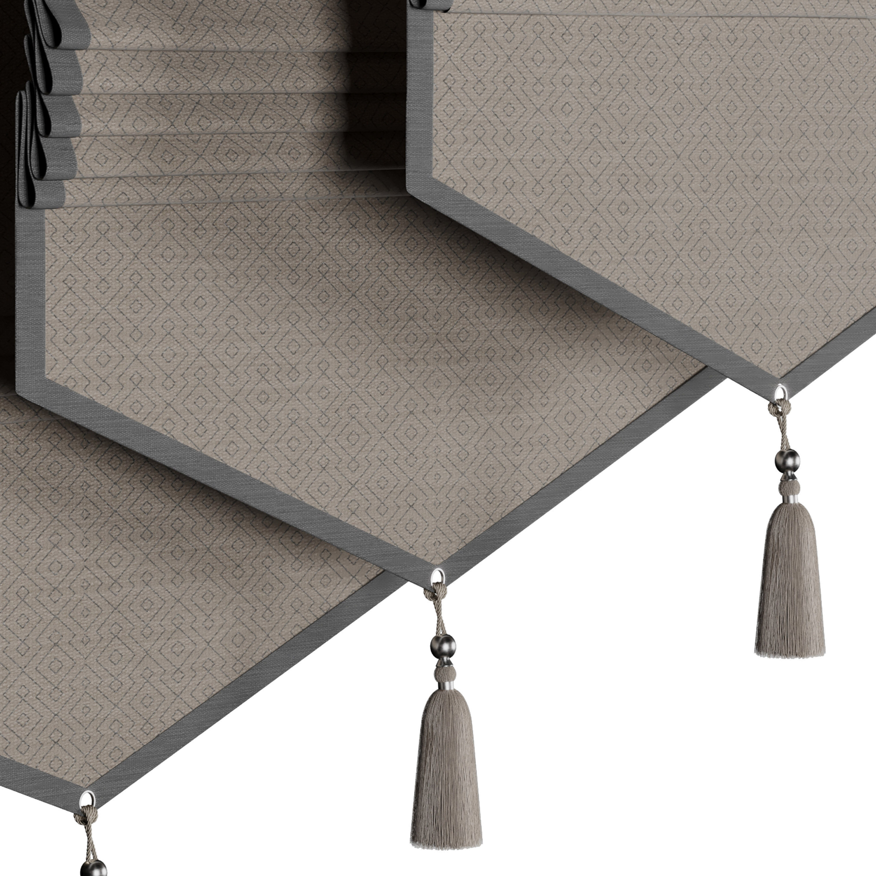 Roman blinds - Patterned Curtain Set 06 Low-poly 3D model_5